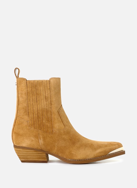 Bottines à talon en cuir velours Lanna 2 Marron by GUESS GUESS Bottines à talon en cuir velours Lanna 2 Marron