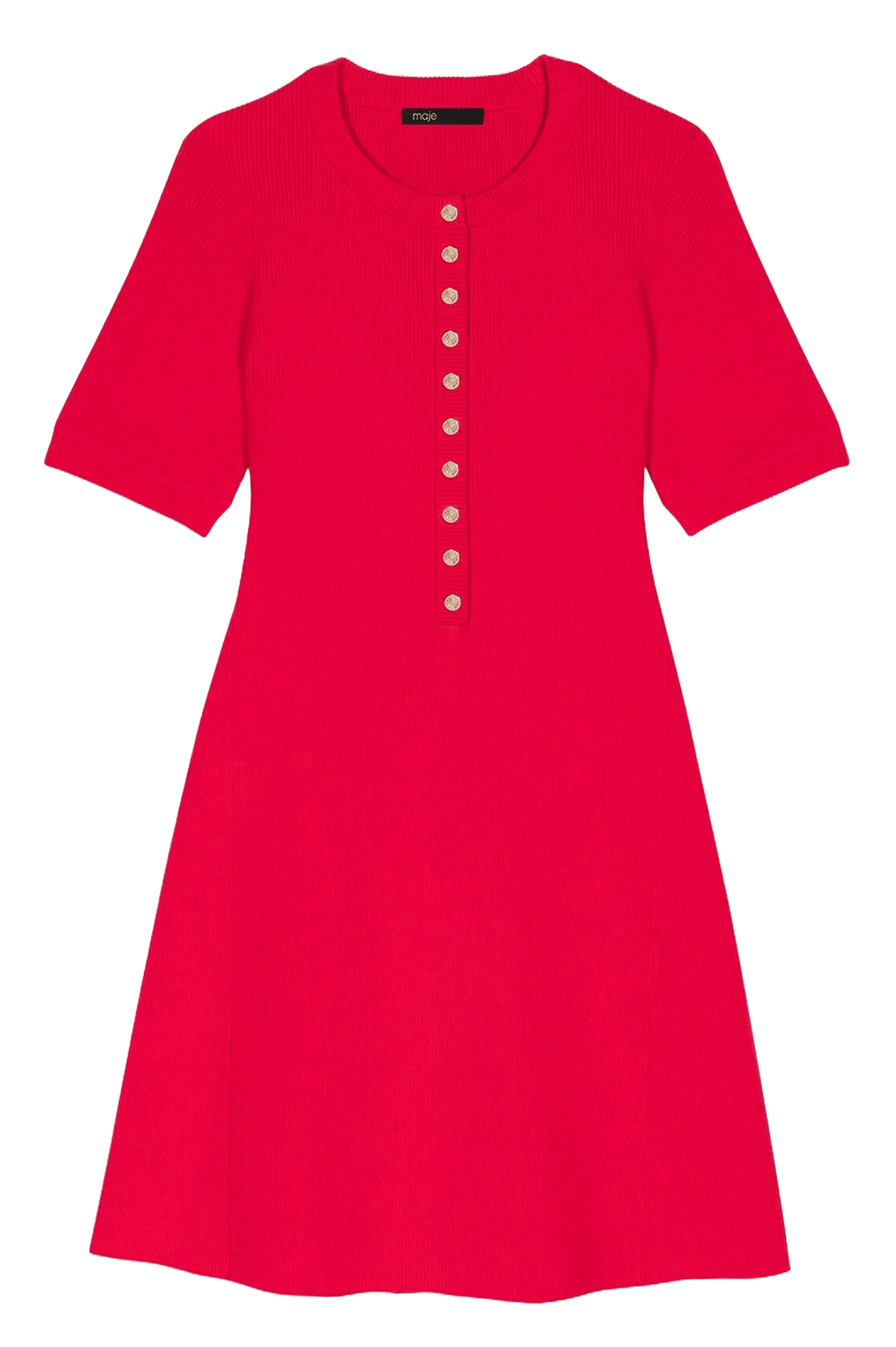 Robe courte en maille côtelée Rouge