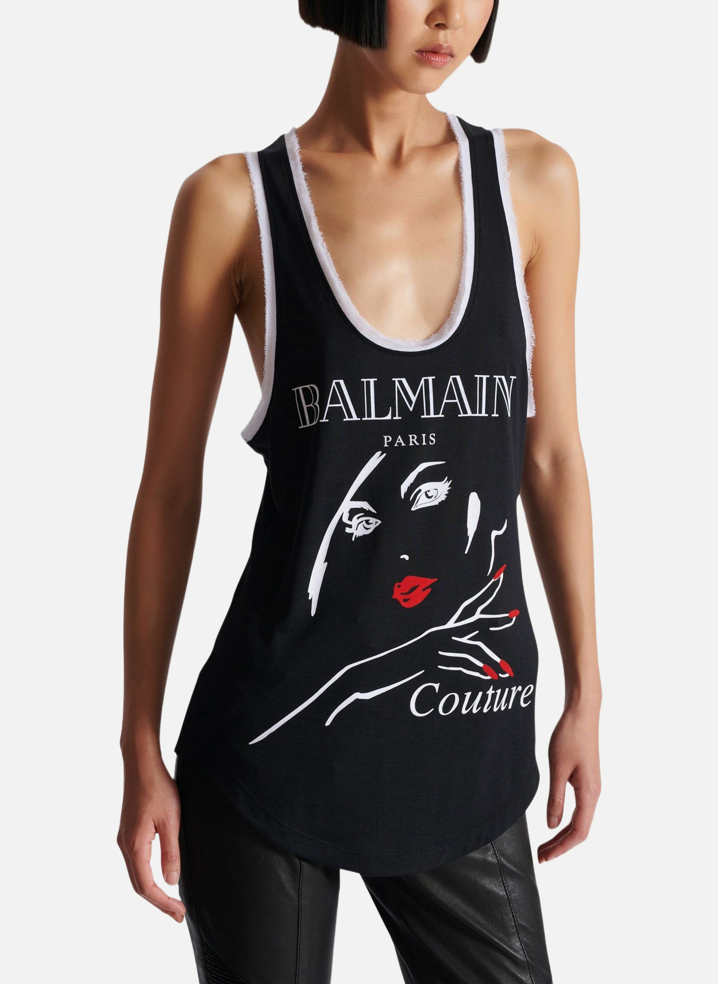 Débardeur fluide floqué balmain beauty BALMAIN Noir