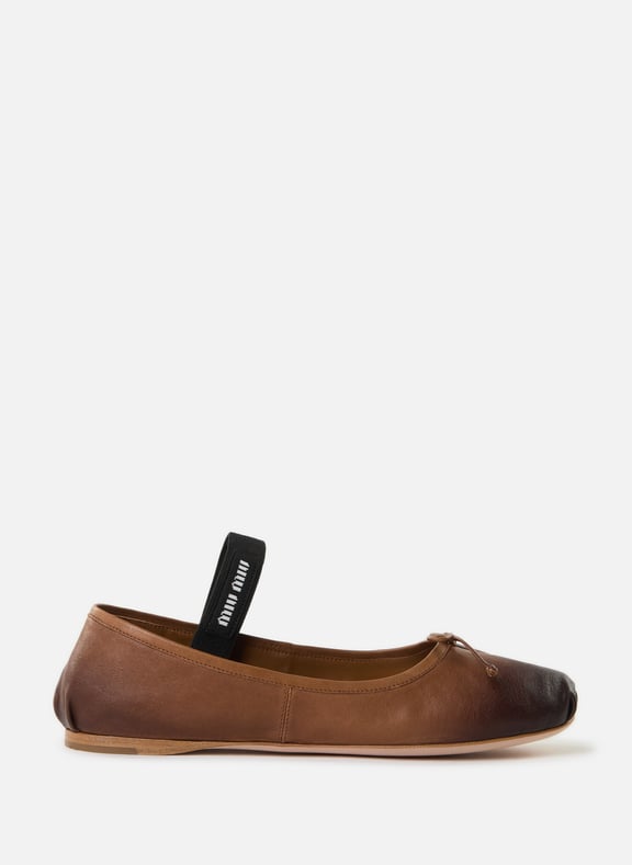 Leather Ballet Flats Brown by MIU MIU MIU MIU Leather Ballet Flats Brown