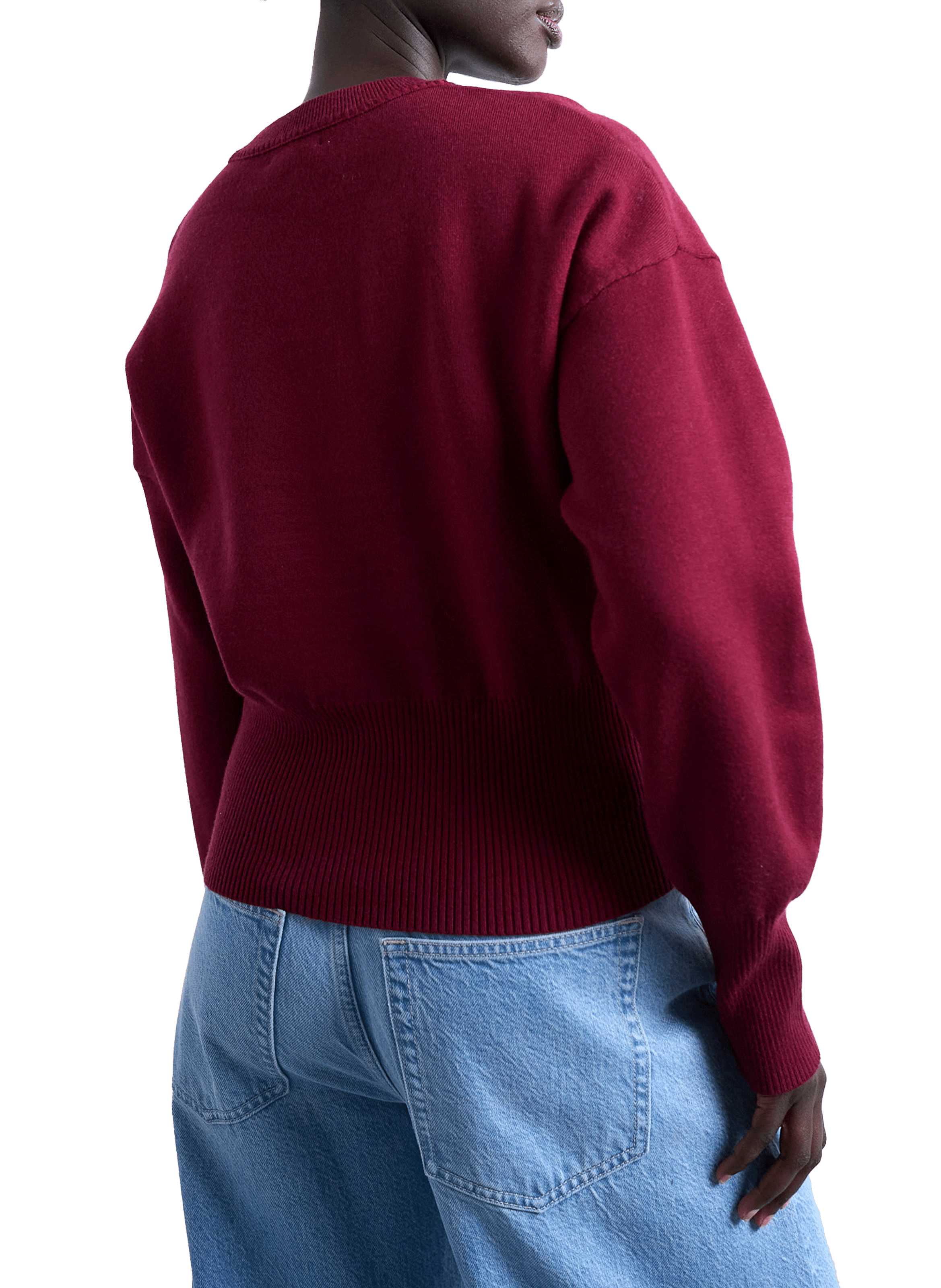 Straight fit cotton blend sweater TOPSHOP Red