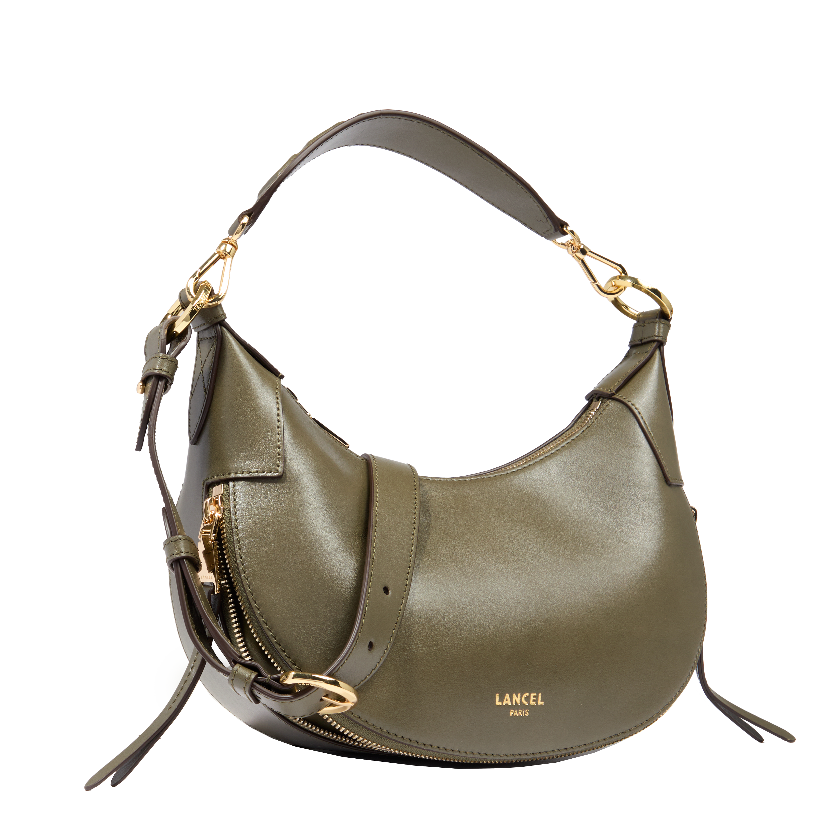 Sac hobo zippé s origami de lancel en cuir LANCEL Vert
