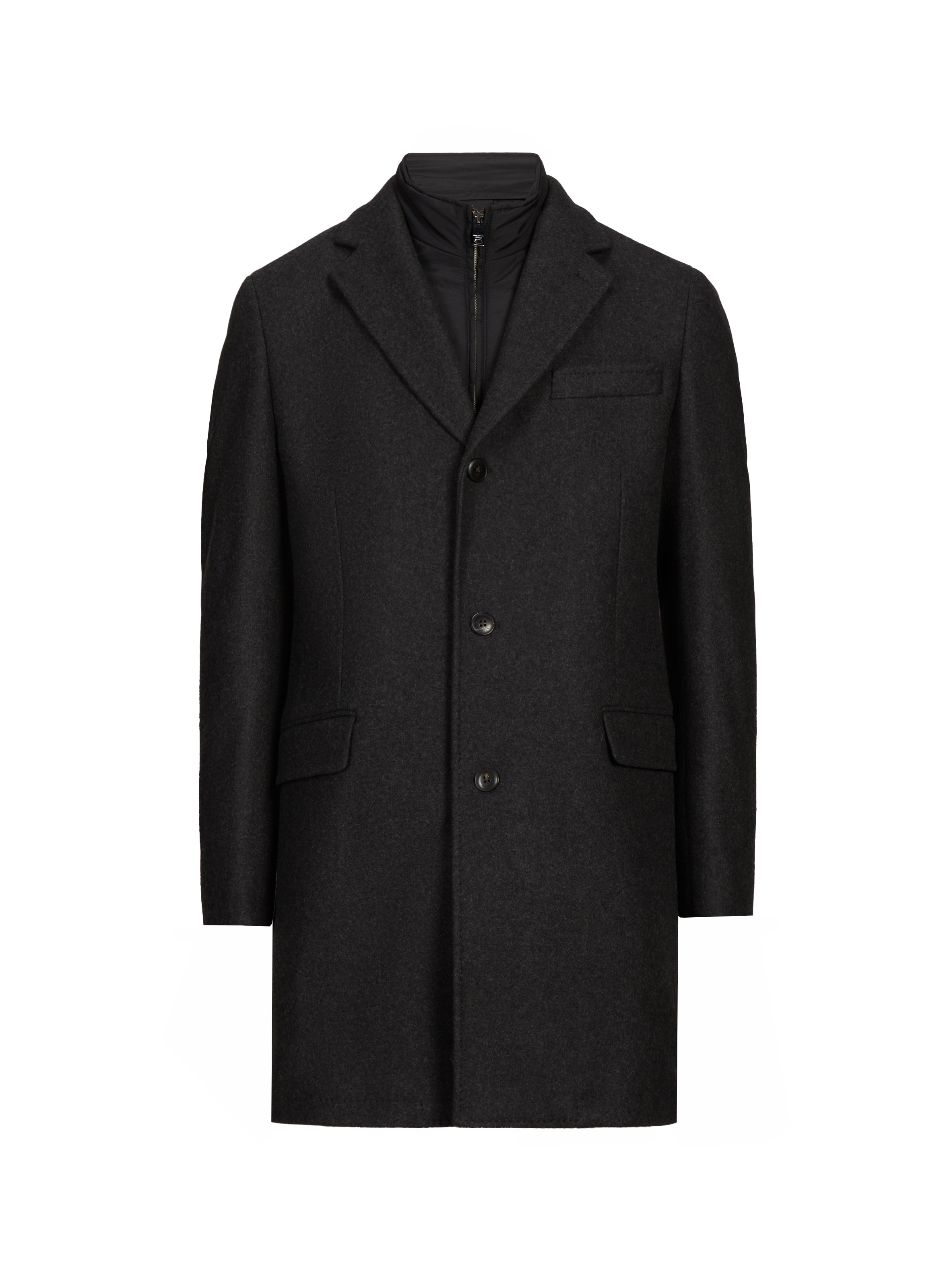 Double-faced wool and cashmere blend straight coat HACKETT Grey