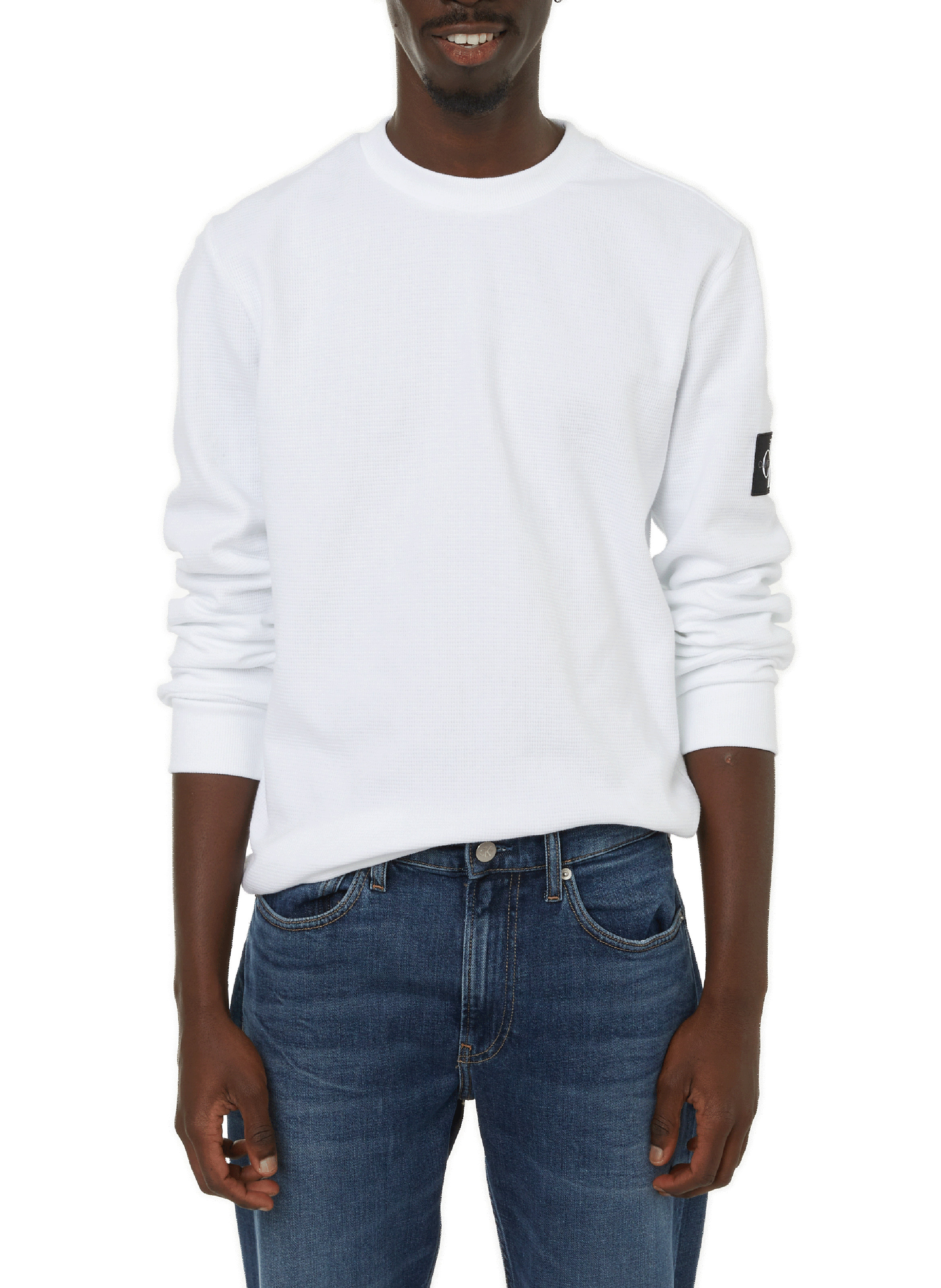 CALVIN KLEIN Round-neck cotton jumper White