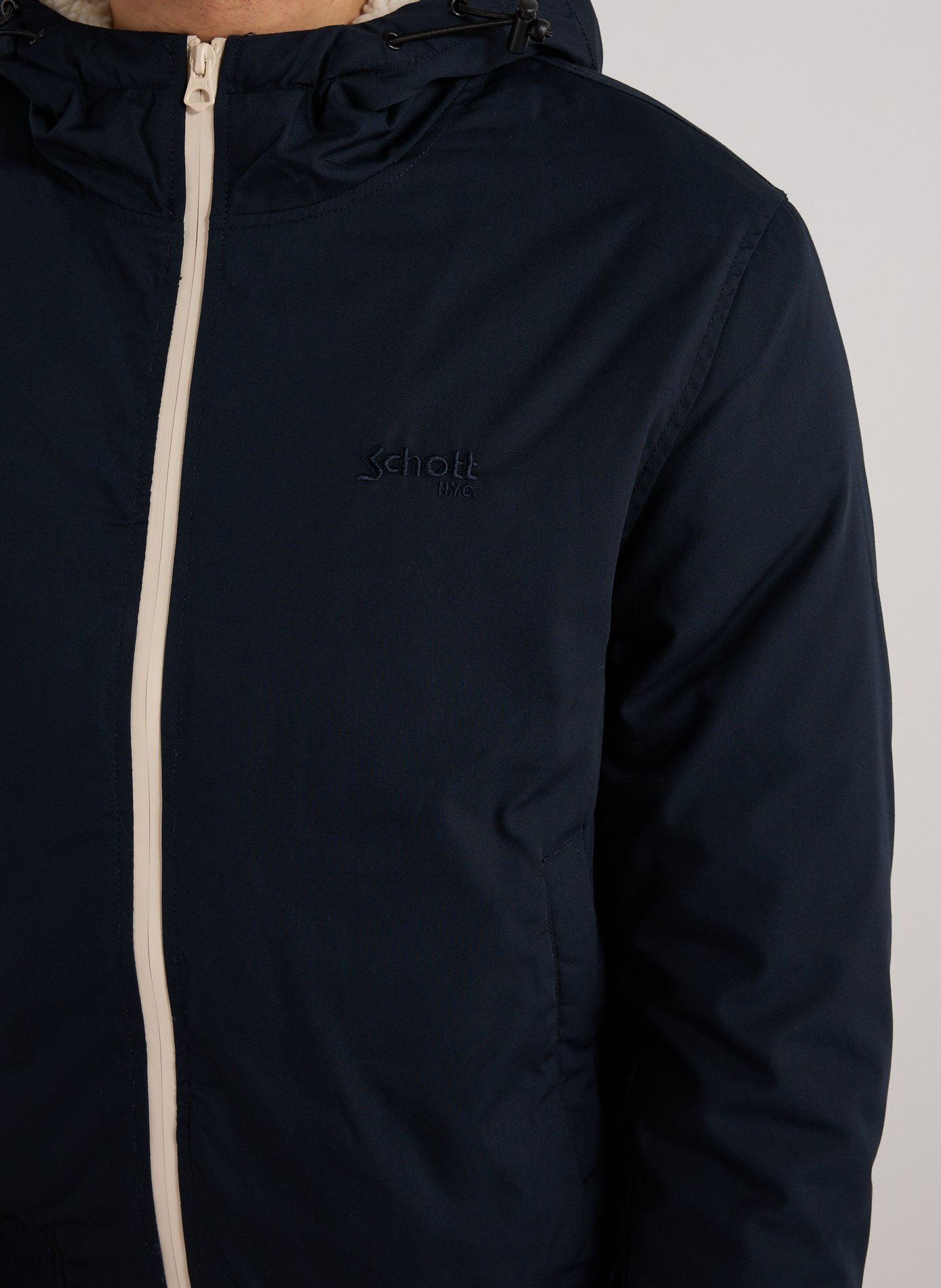 Parka unie à capuche SCHOTT Bleu