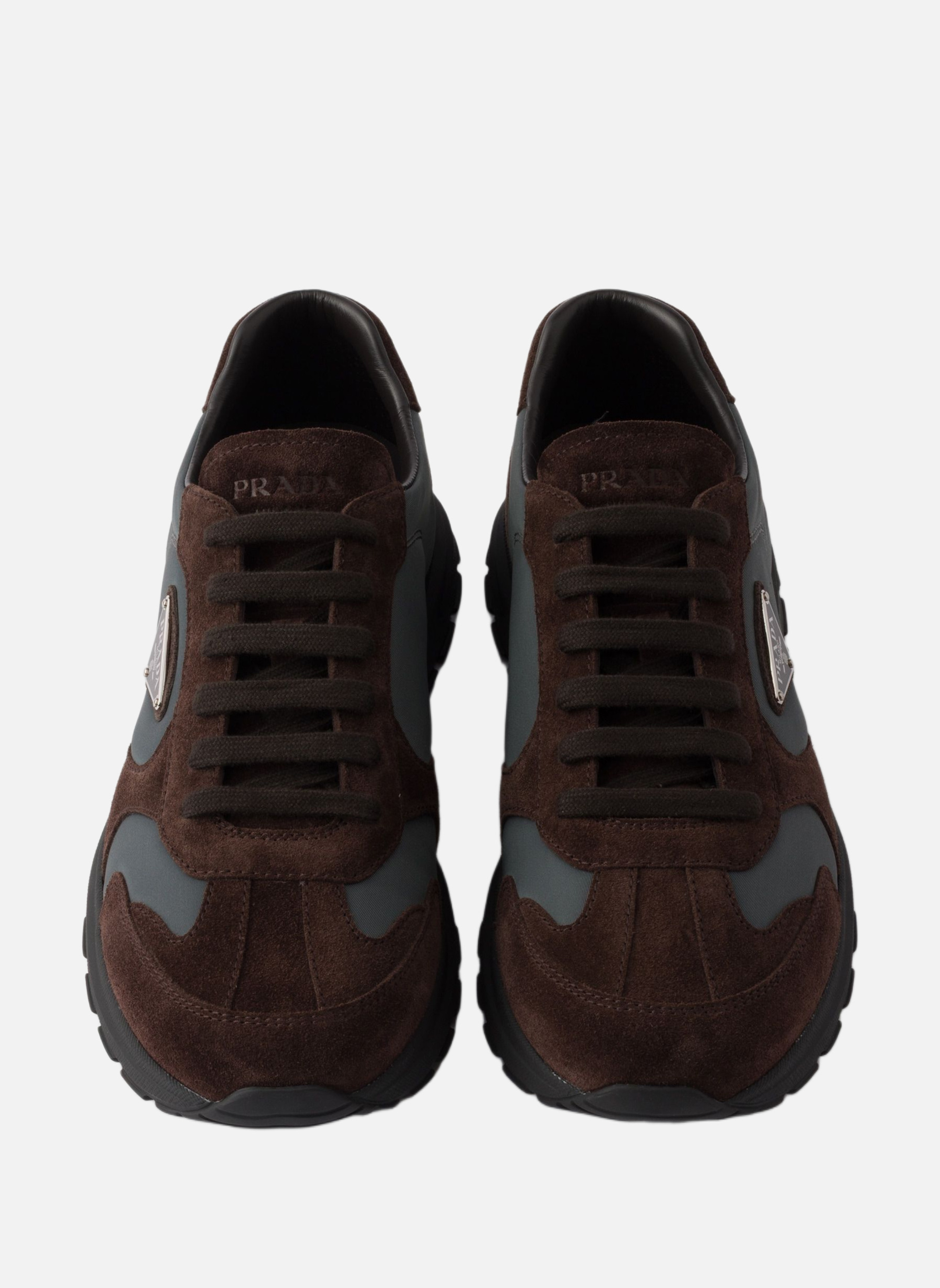 Sneakers prax en daim et re-nylon PRADA Marron