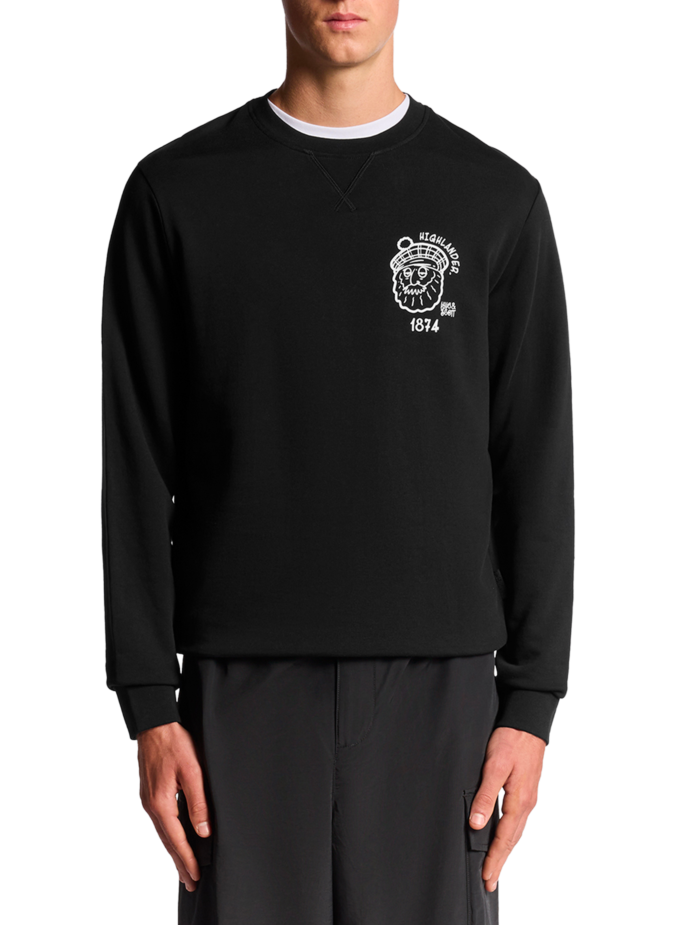 LYLE & SCOTT Sweat imprimé à col rond en coton Noir