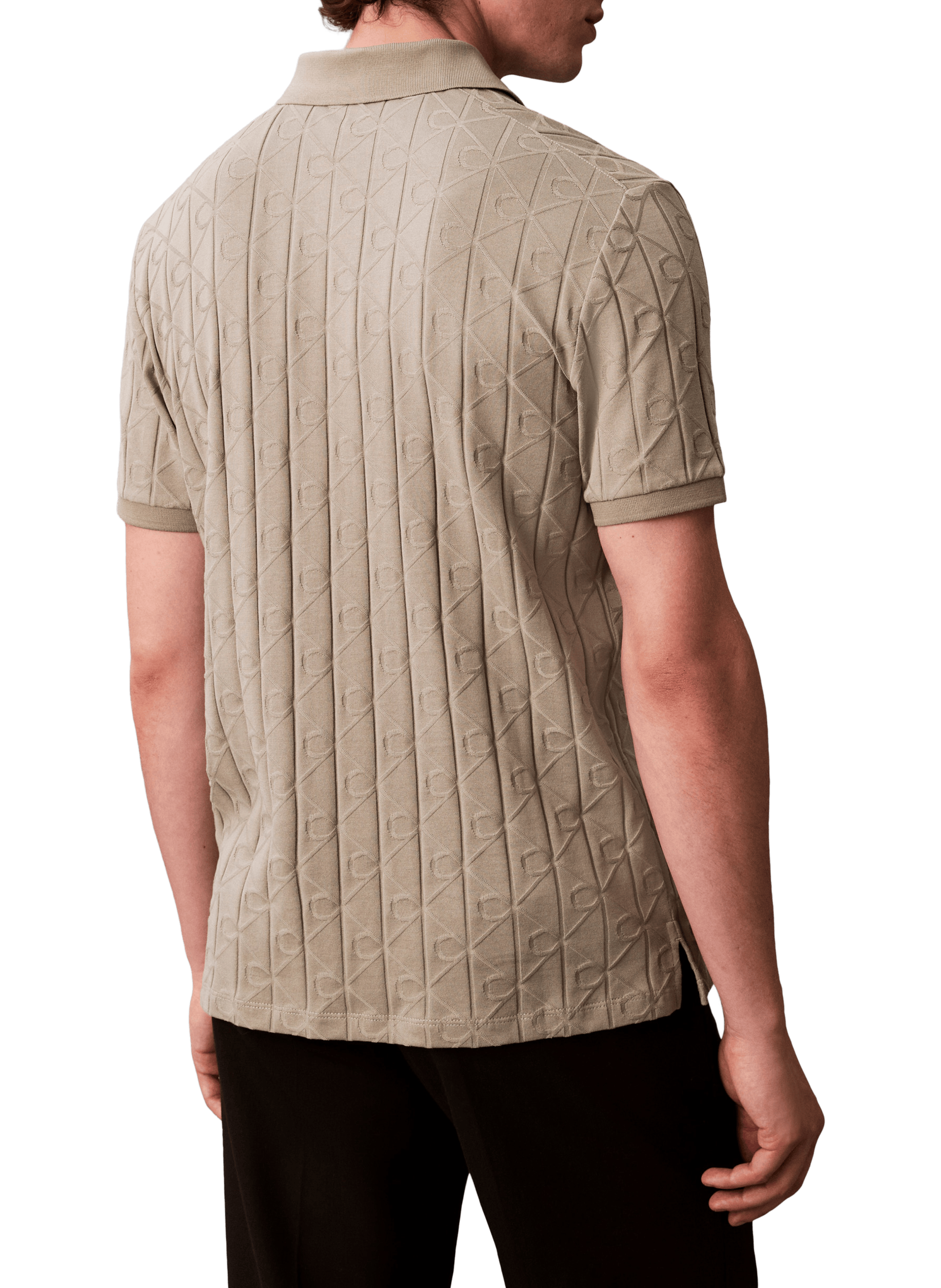Classic cut polo in textured knit CALVIN KLEIN Grey