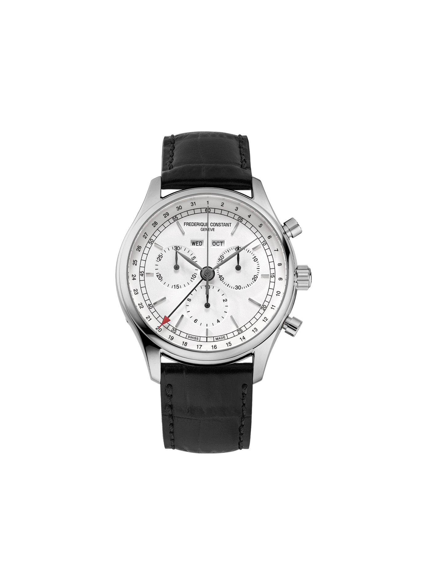 Montre quartz Classics quartz Chronograph triple calendar en cuir FREDERIQUE CONSTANT Noir