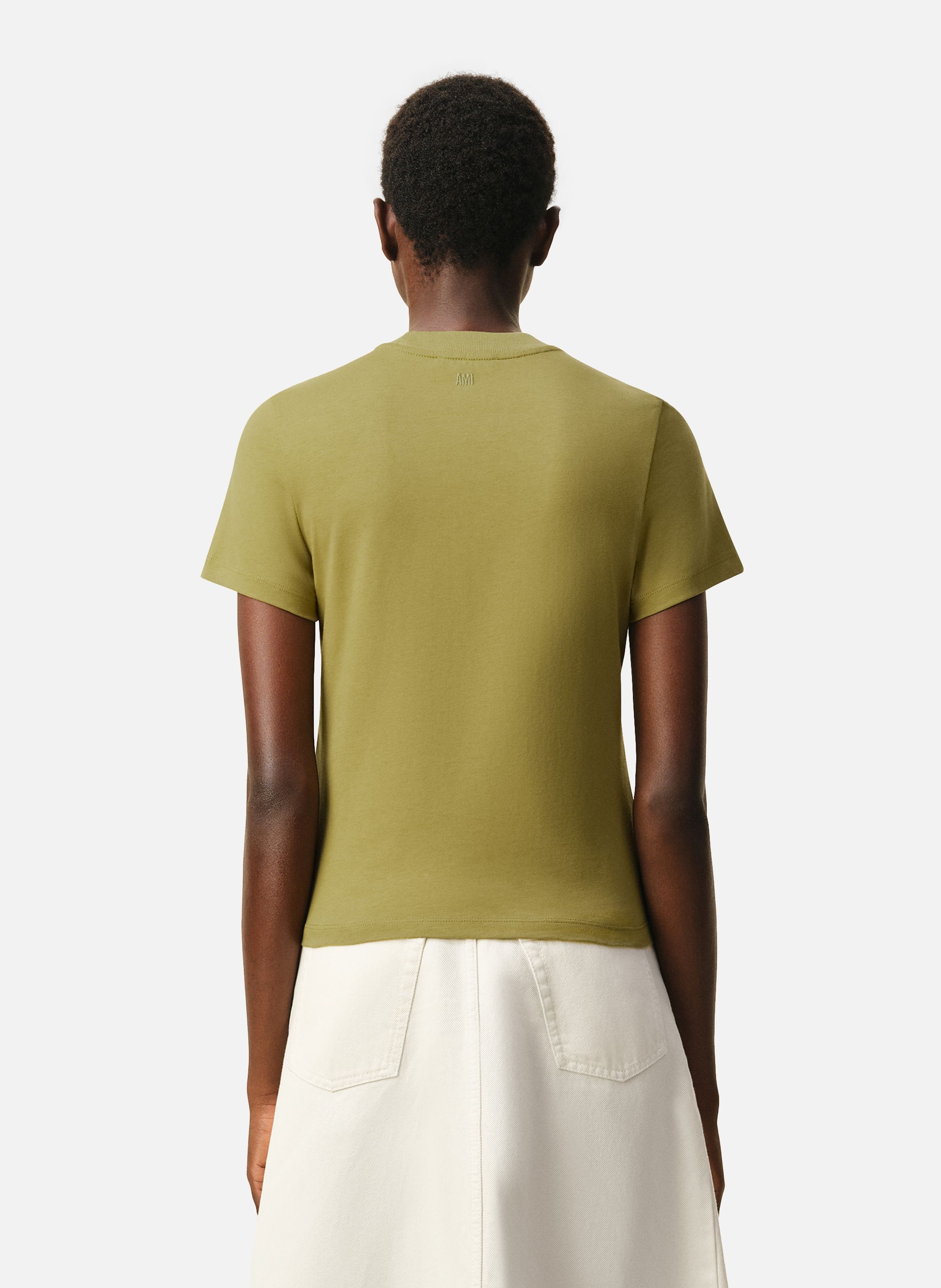 T-shirt Ami De Coeur Croppé En Coton Vert