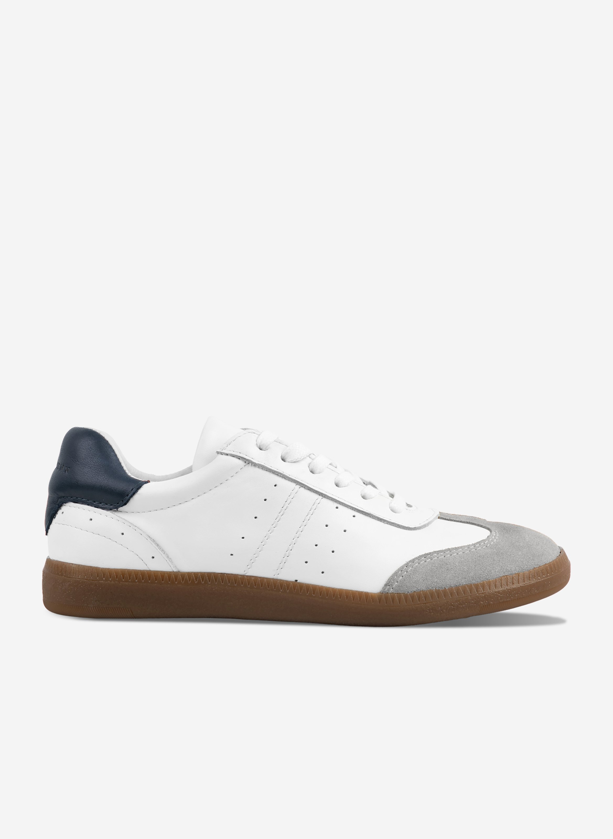 Tennis lacet alba cuir lisse blanc camel JULES & JENN Blanc