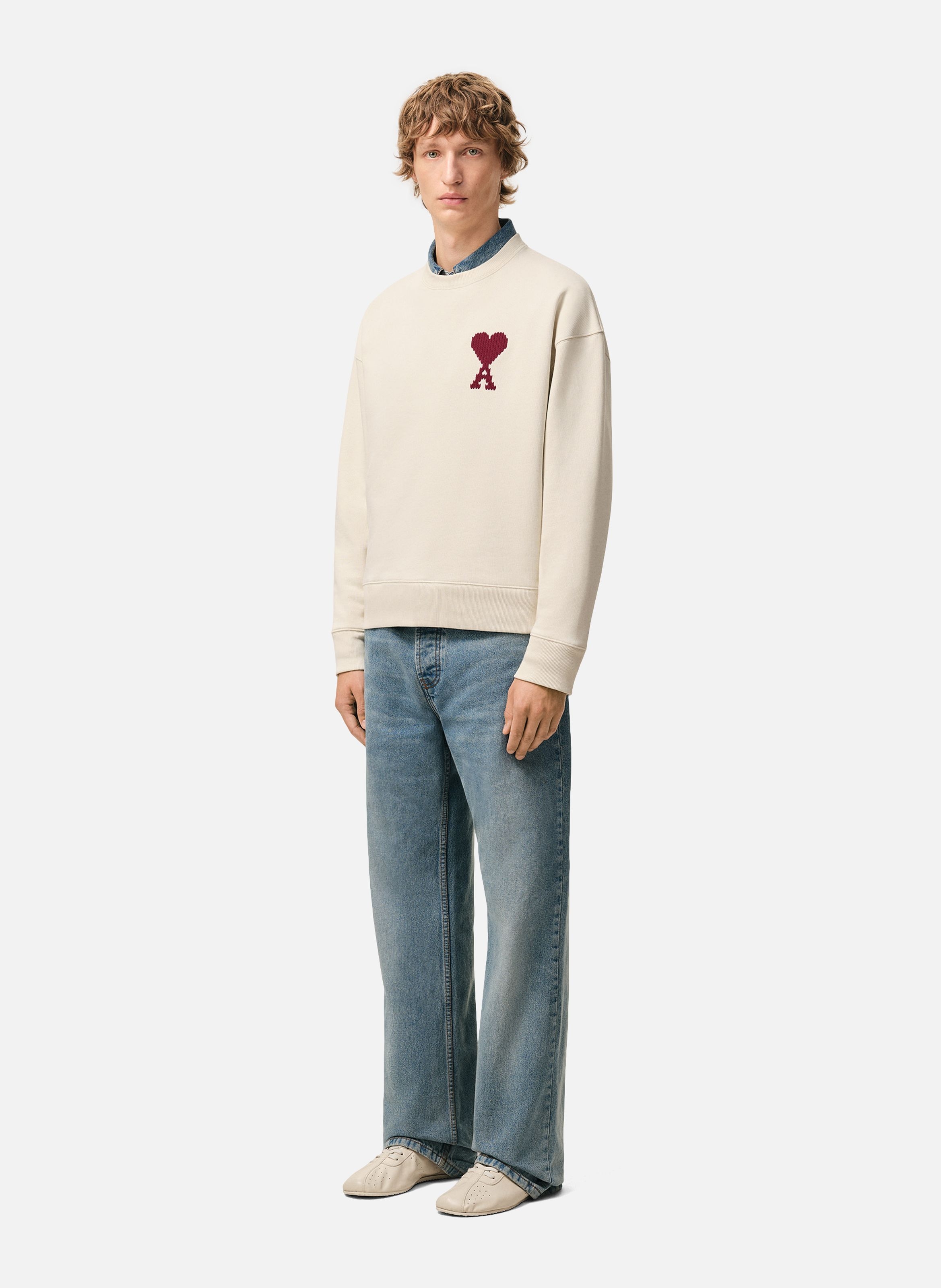 Sweatshirt broderie ami de coeur unisexe en coton AMI PARIS Blanc