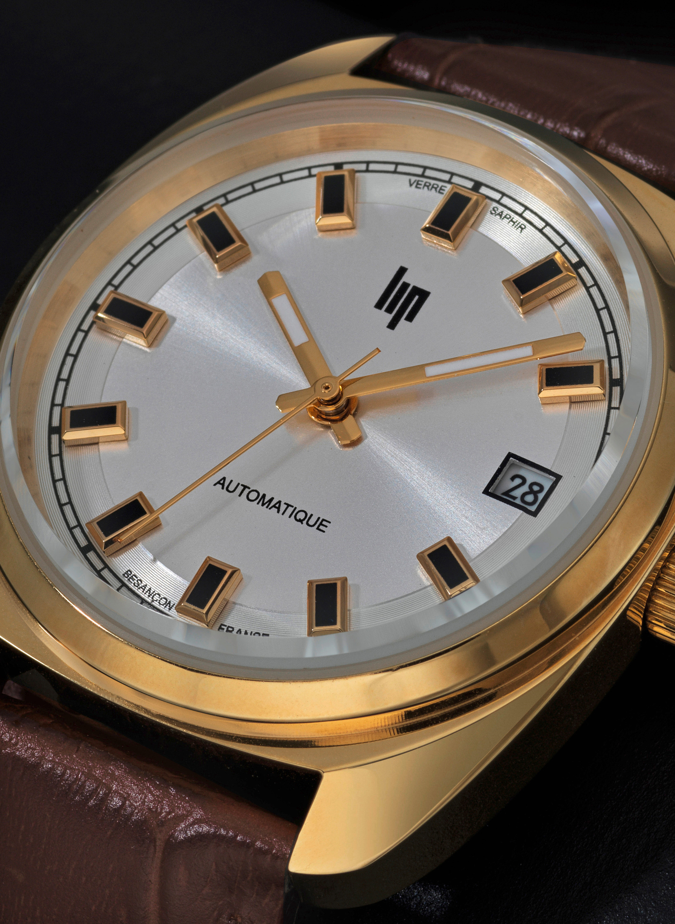 Montre quartz bracelet en cuir LIP Argent