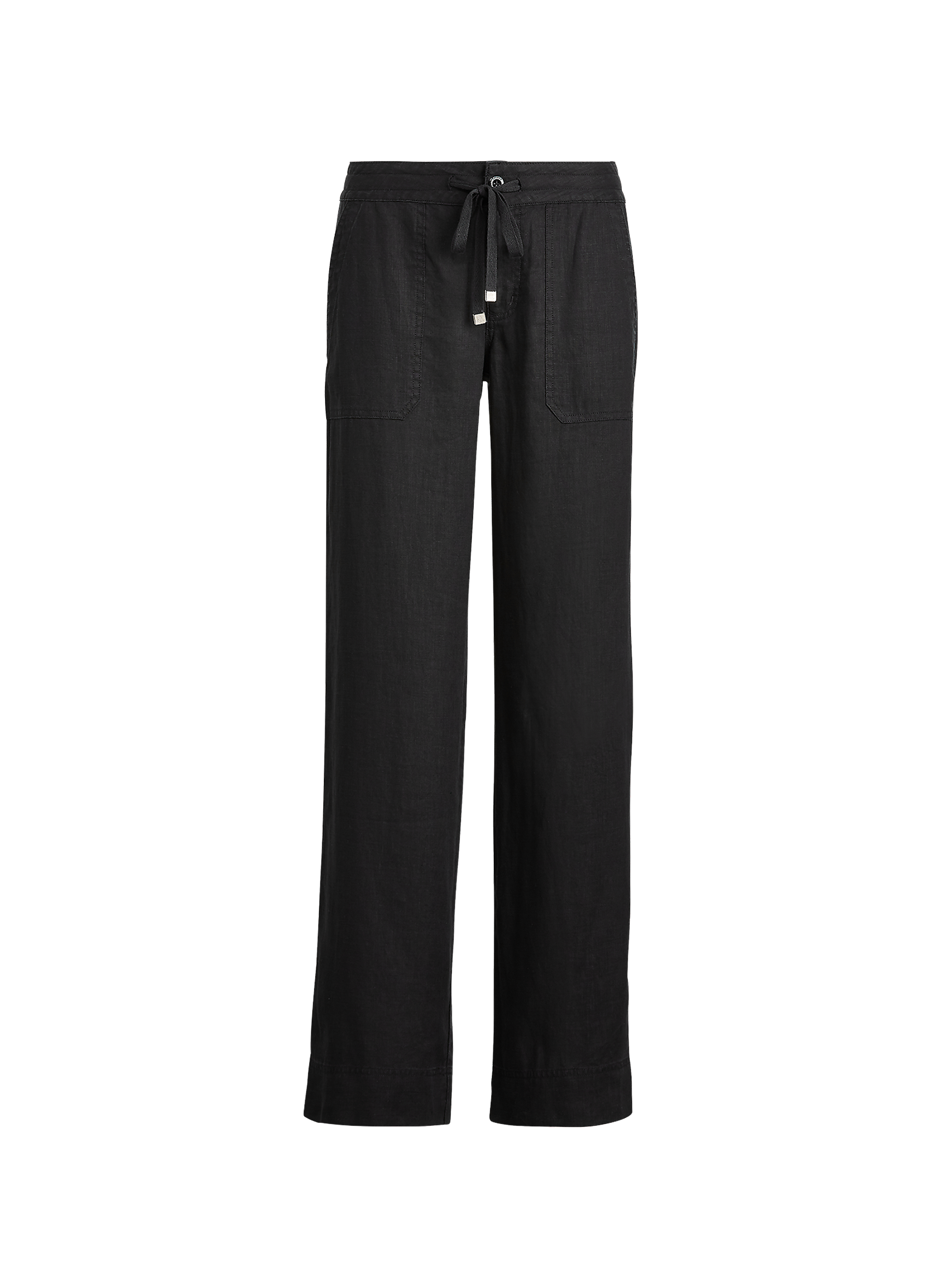 Pantalon droit en lin LAUREN Noir
