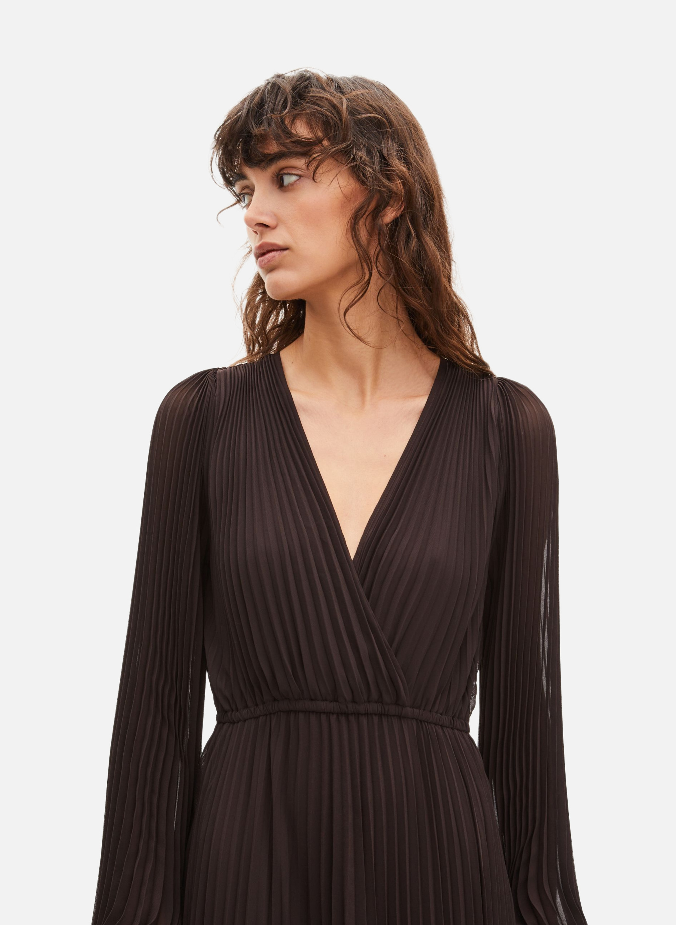 Robe longue plissée THE KOOPLES Marron