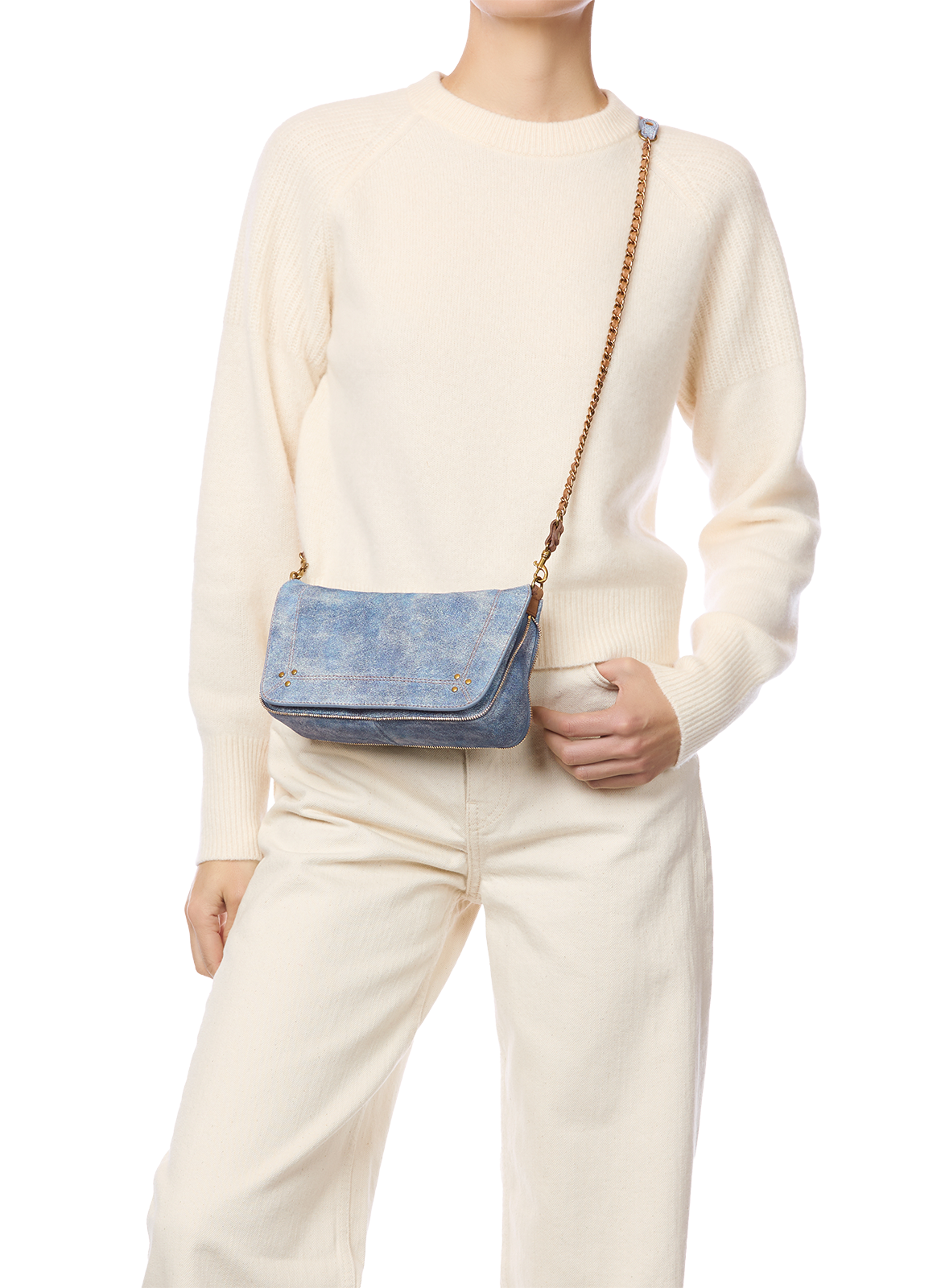 Crossbody bag Bobi S in calf and goat leather JÉRÔME DREYFUSS Blue