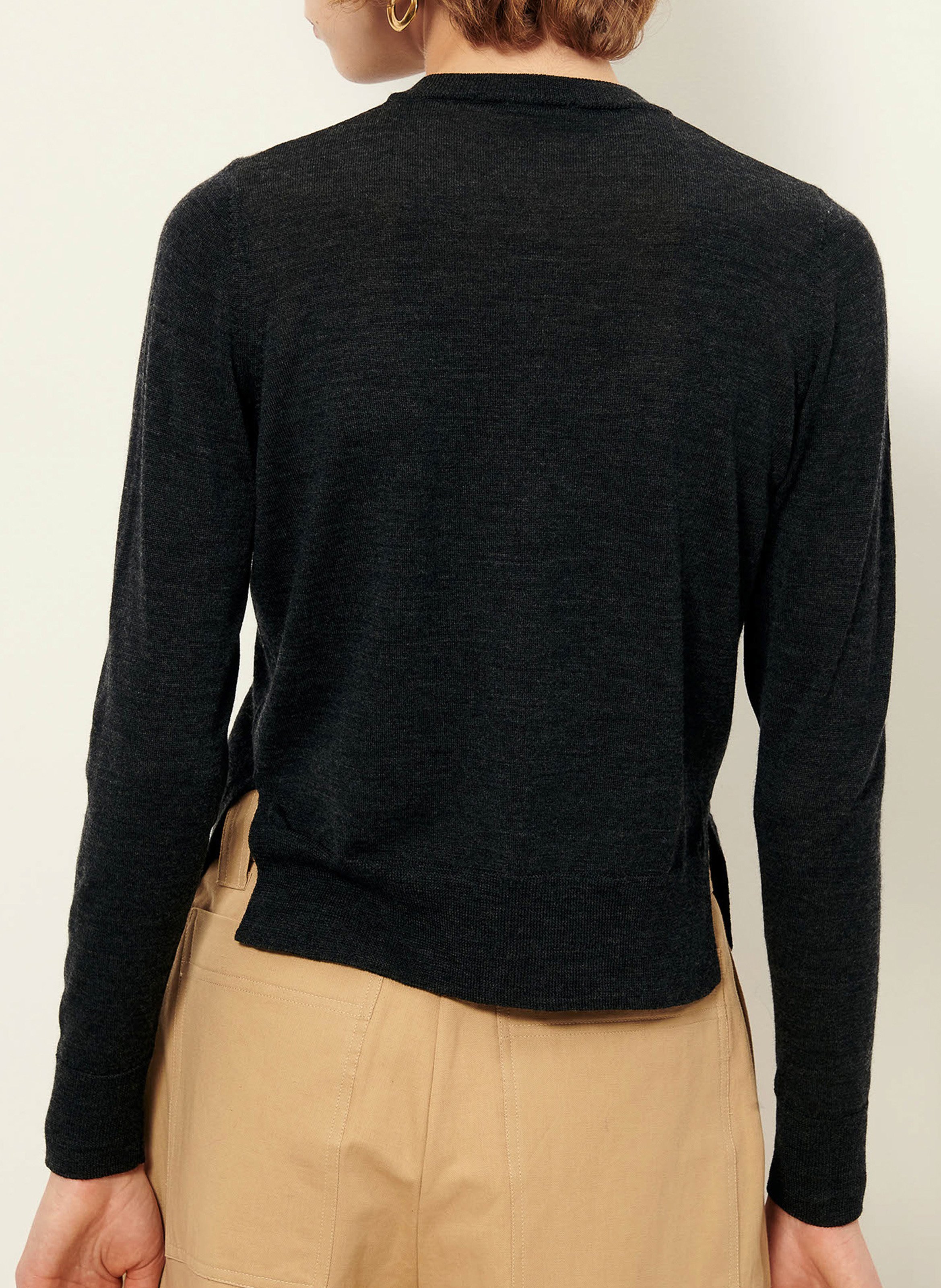 Cardigan col rond en laine diga SESSUN Gris