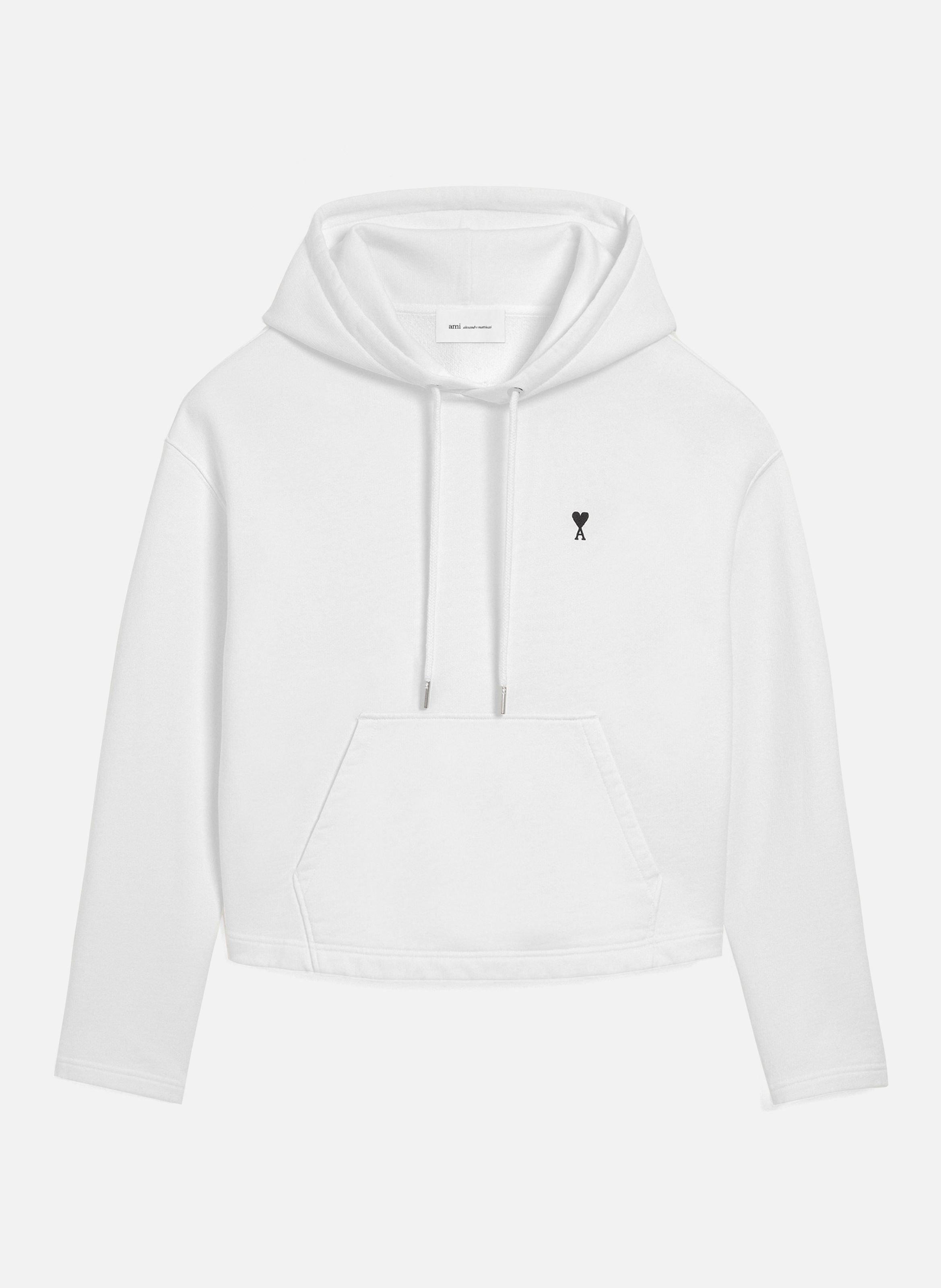 Hoodie Ami De Coeur Contrasté En Coton AMI PARIS Blanc
