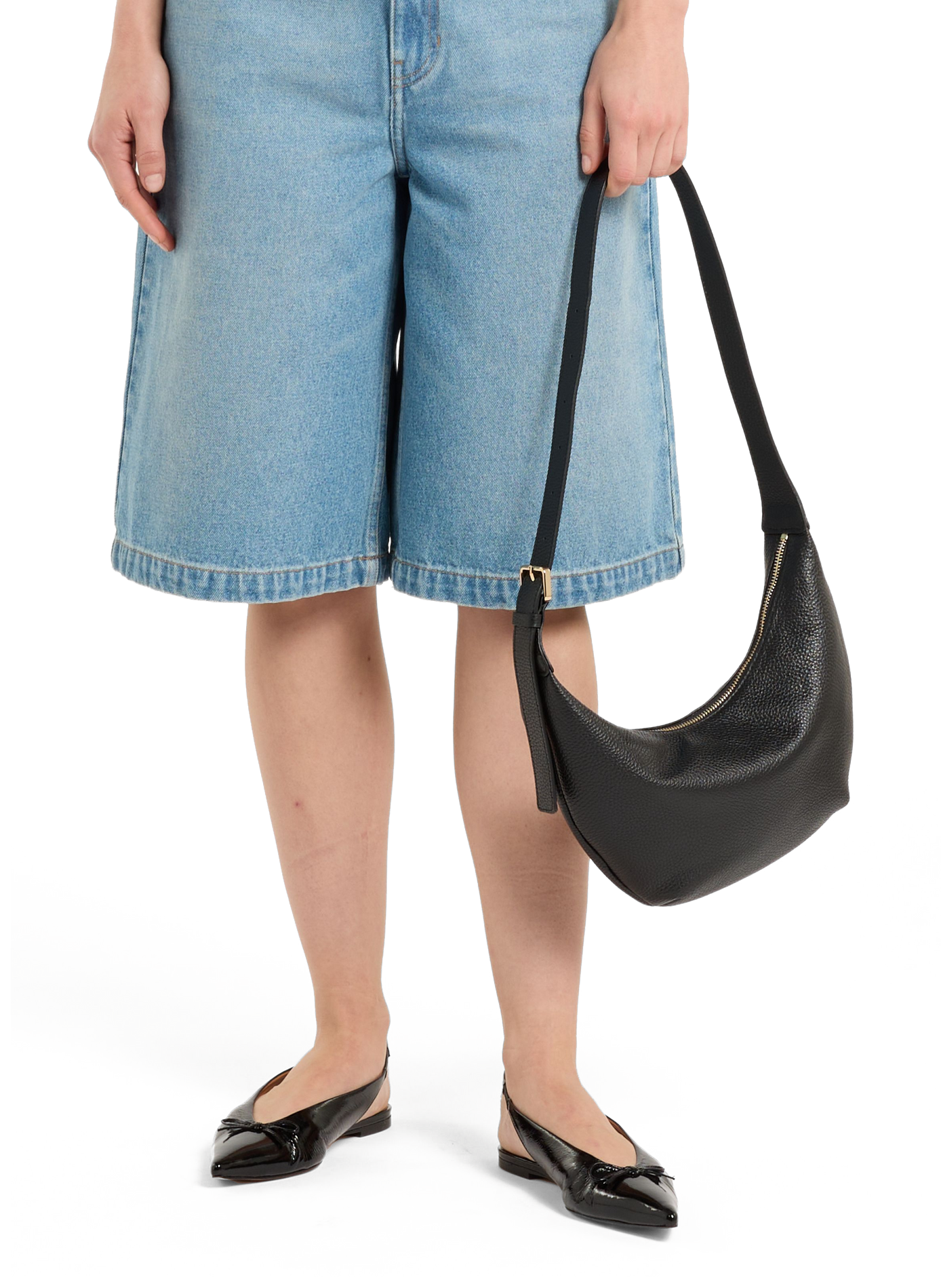 Sac à main banane en cuir grainé SAISON 1865 Noir