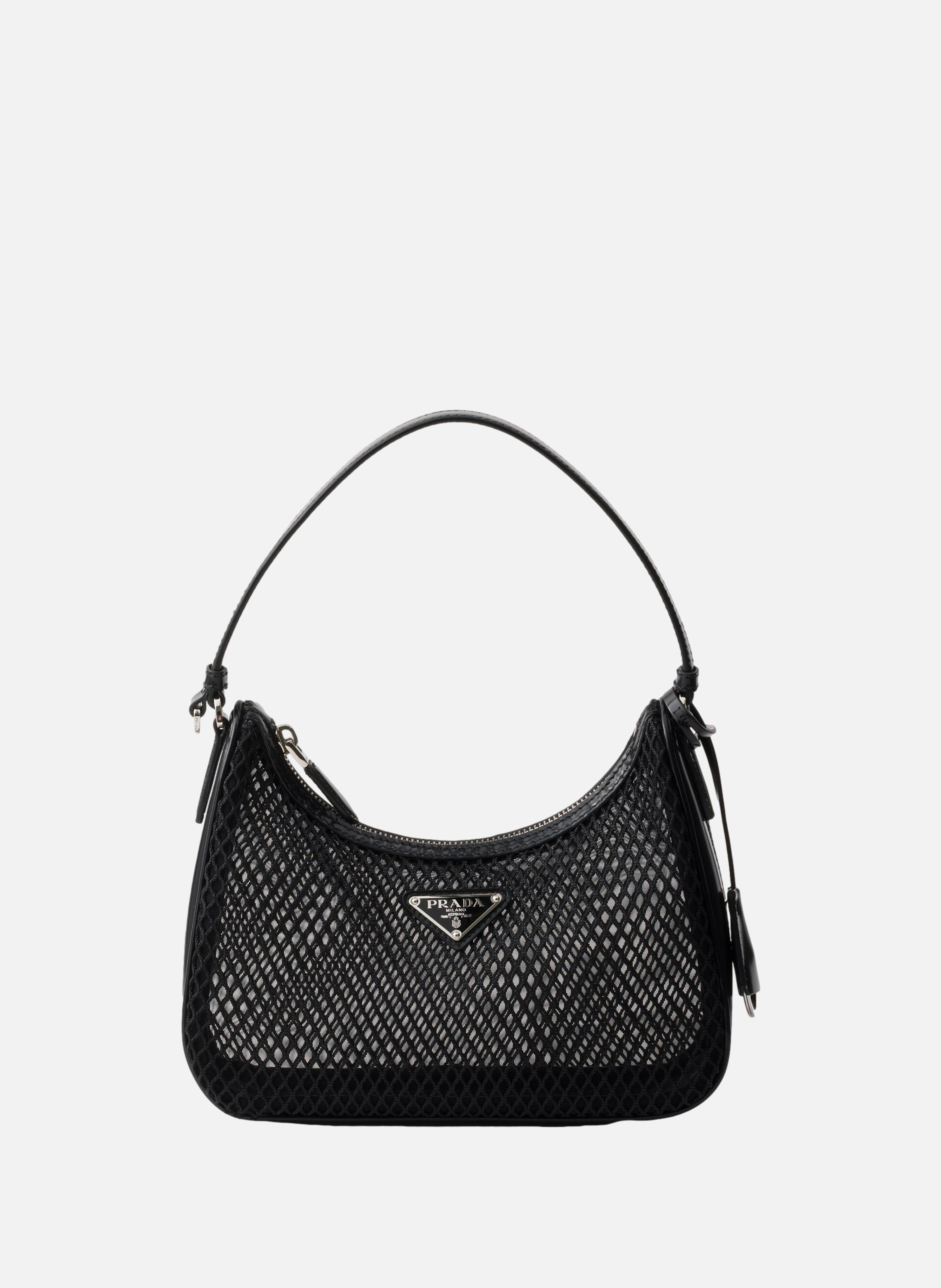Sac prada re-edition 2005 en mesh et cuir brossé PRADA Noir