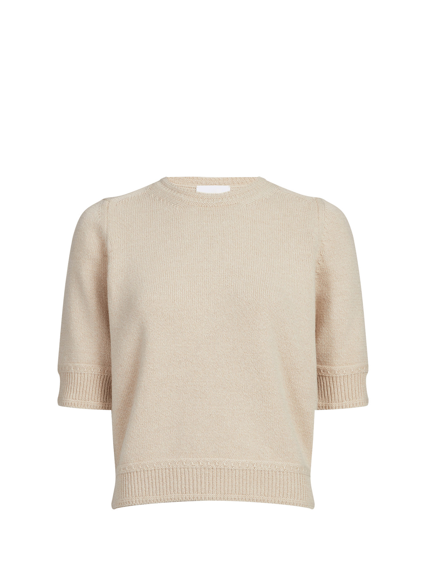 Top Ecume with elbow-length sleeves in virgin wool and cashmere MOLLI Beige