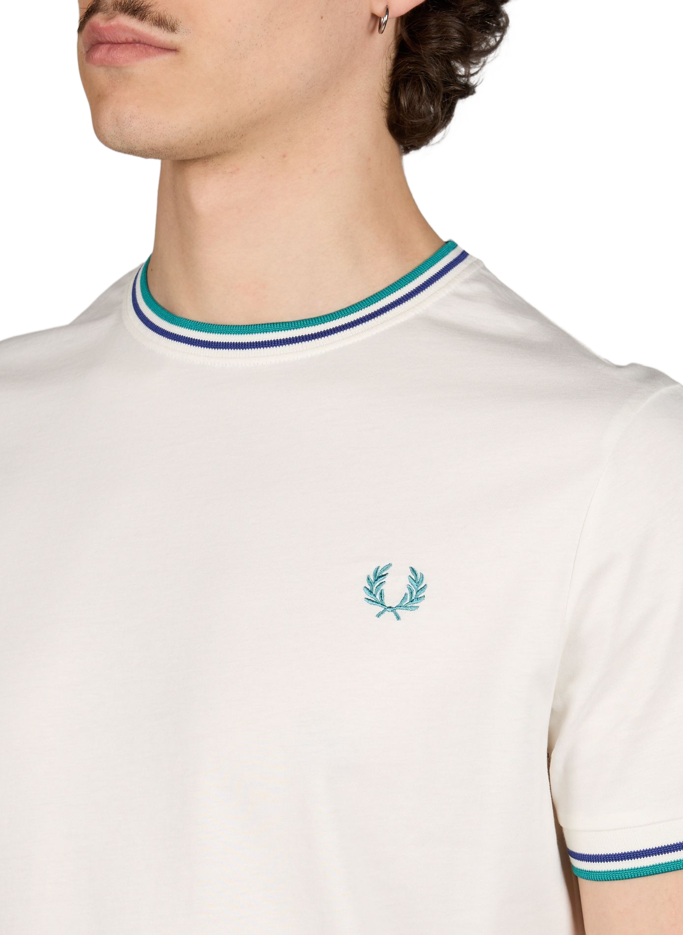 T-shirt uni à col rond en coton FRED PERRY Blanc