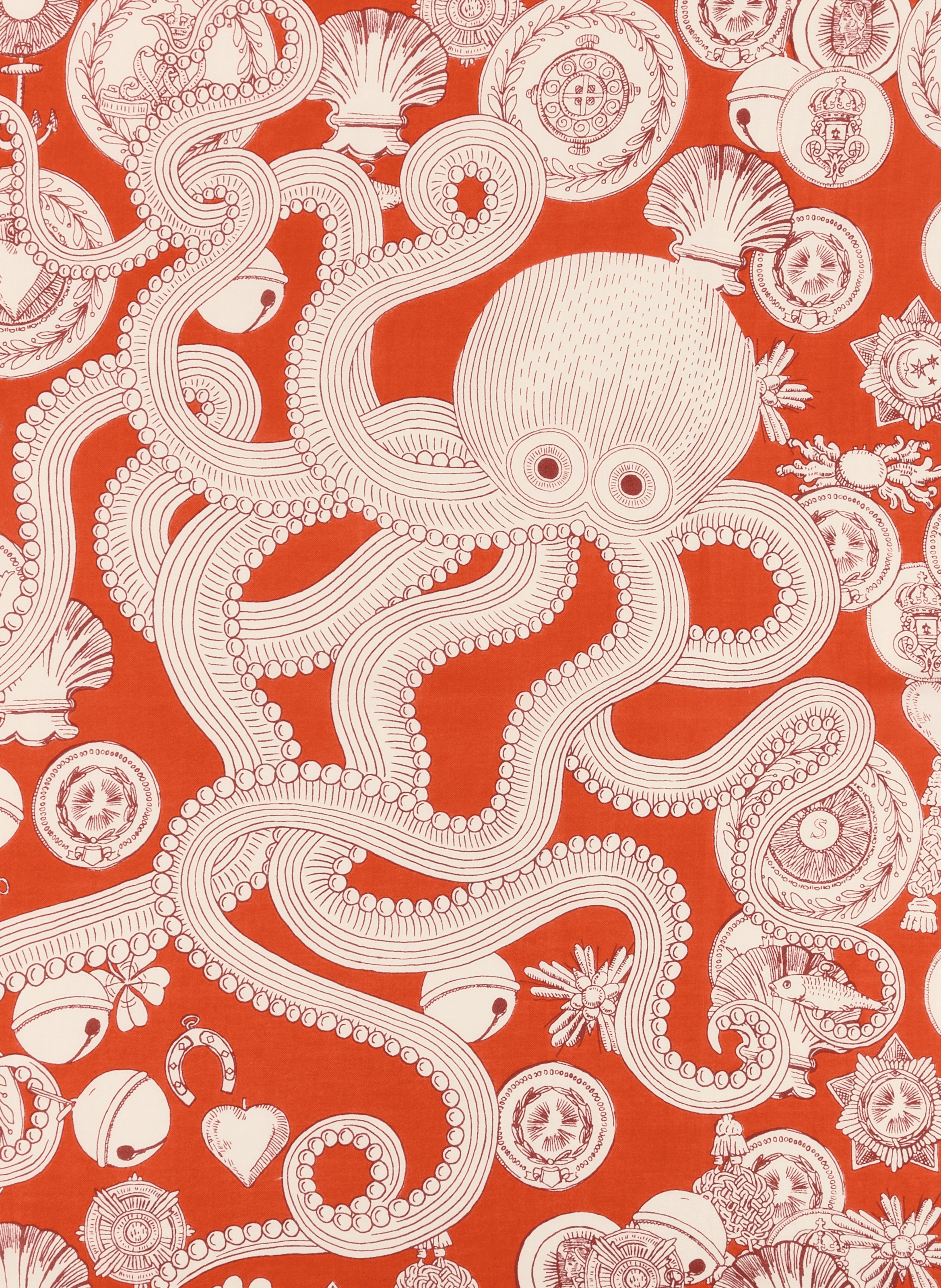 Foulard imprimé en coton et soie INOUITOOSH Red