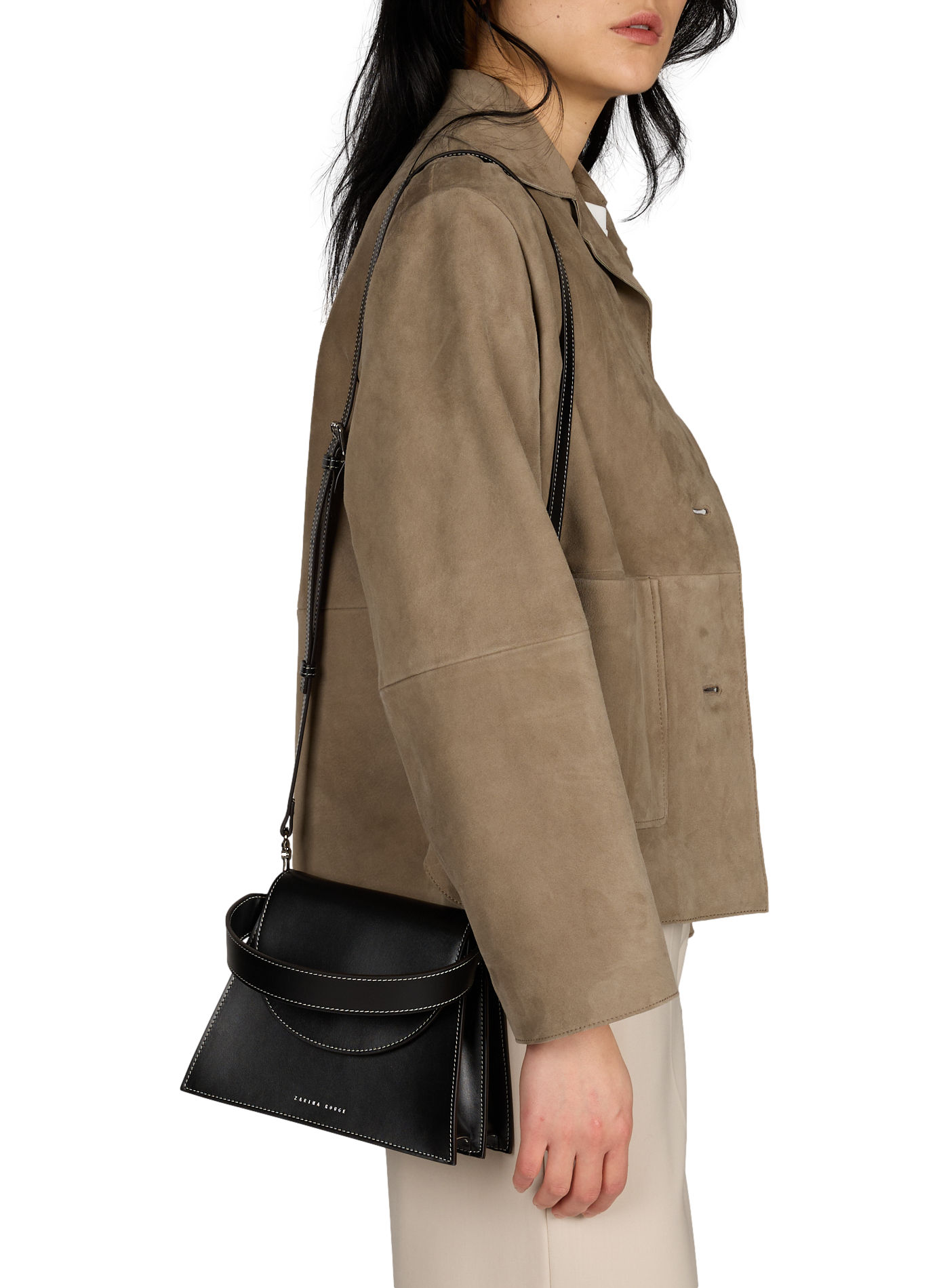 Sac à main avec bandoulière amovible en cuir ZARINA ROUGE Noir