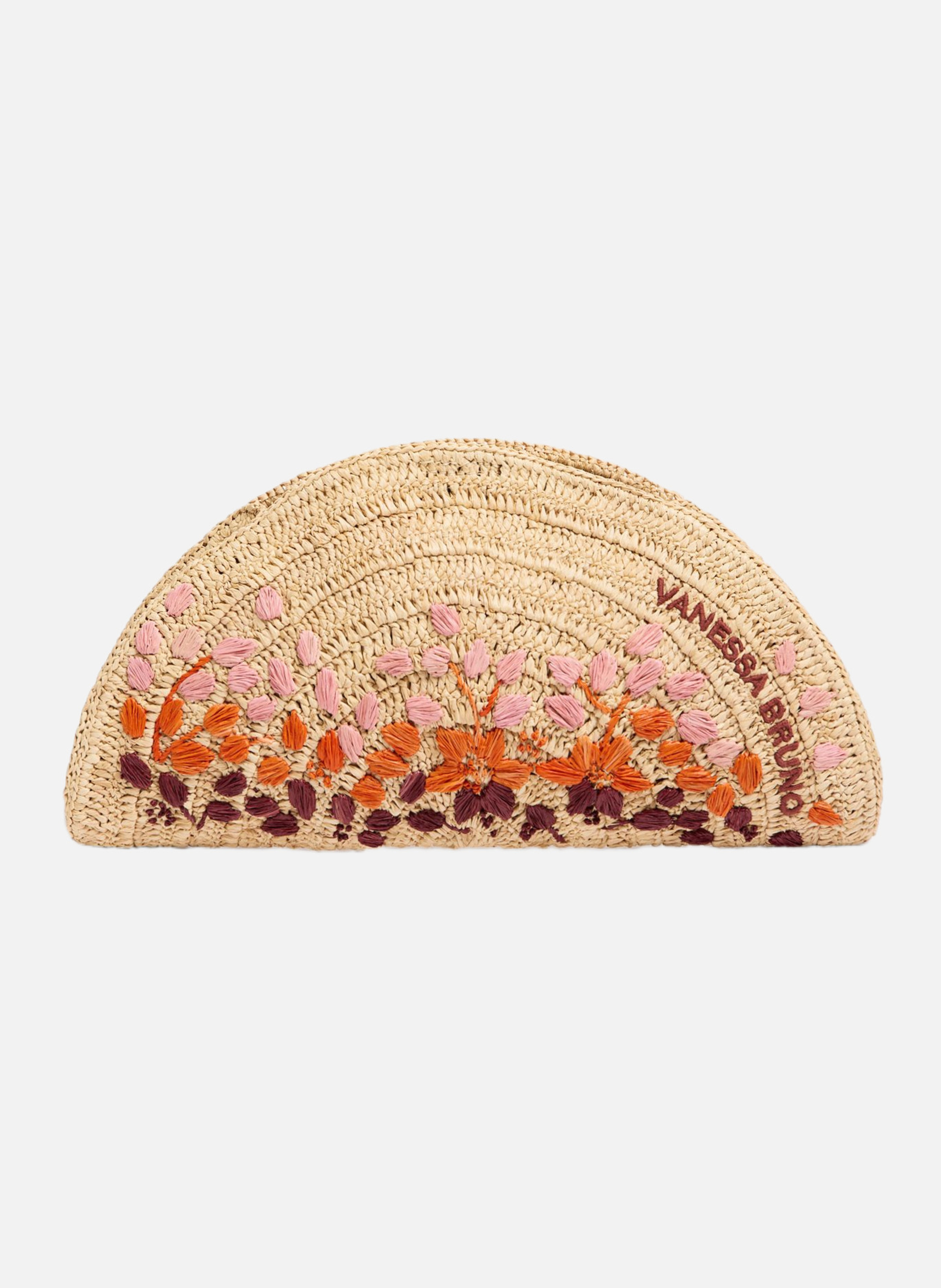 Sac clutch en raphia brodé VANESSA BRUNO Multicolore