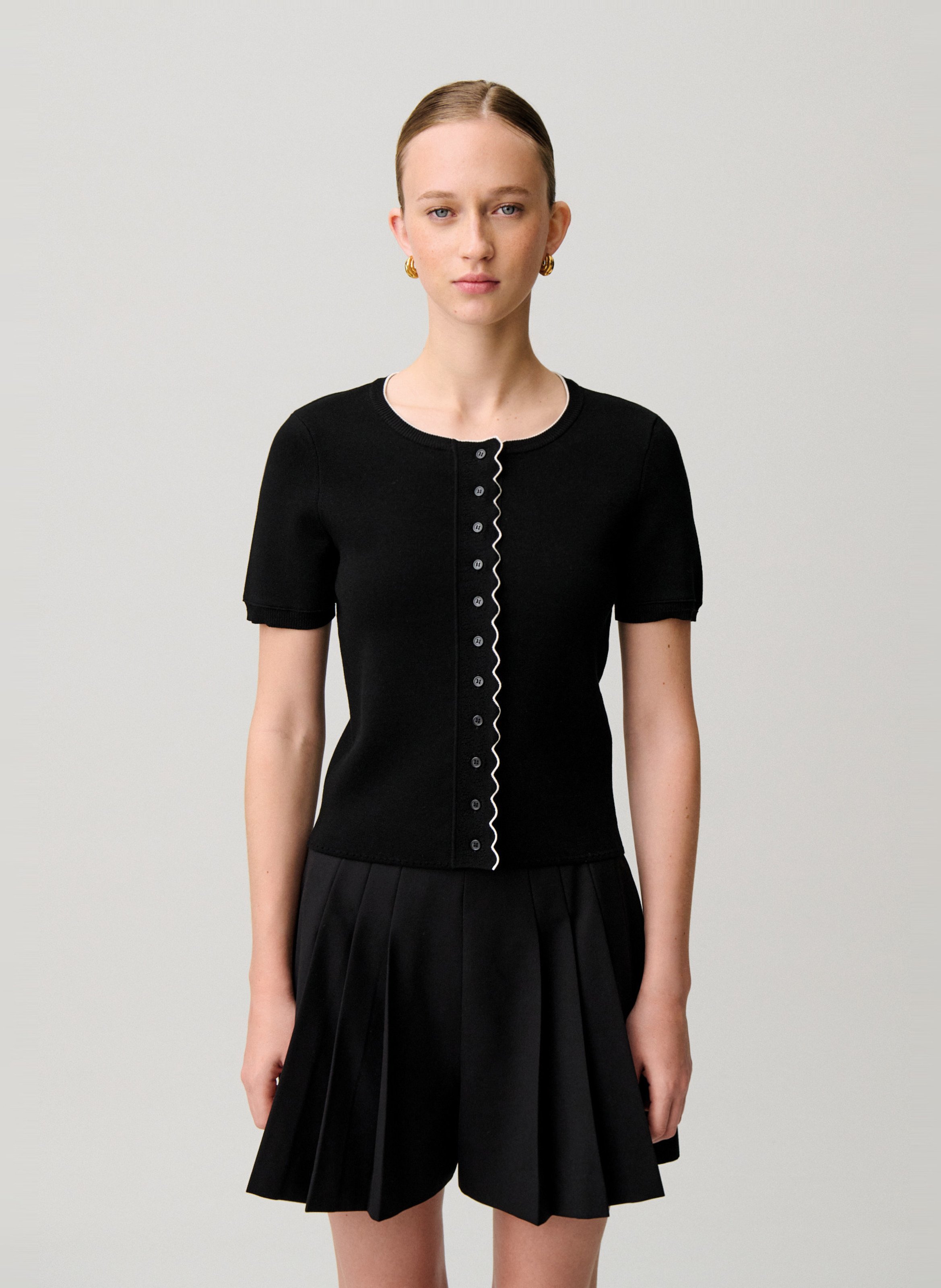 Gilet droit col rond en maille CLAUDIE PIERLOT Noir