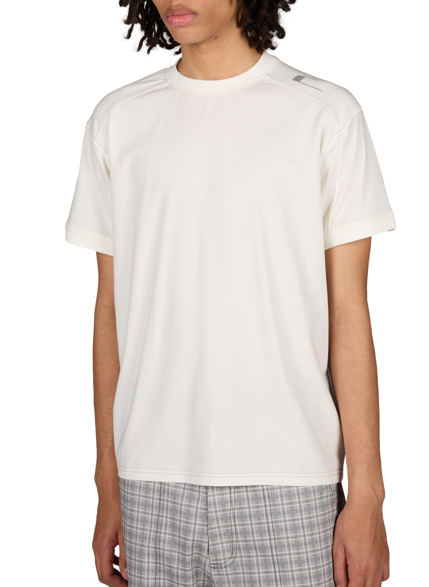 Checkered cotton blend Hayes T-shirt CARRER Beige