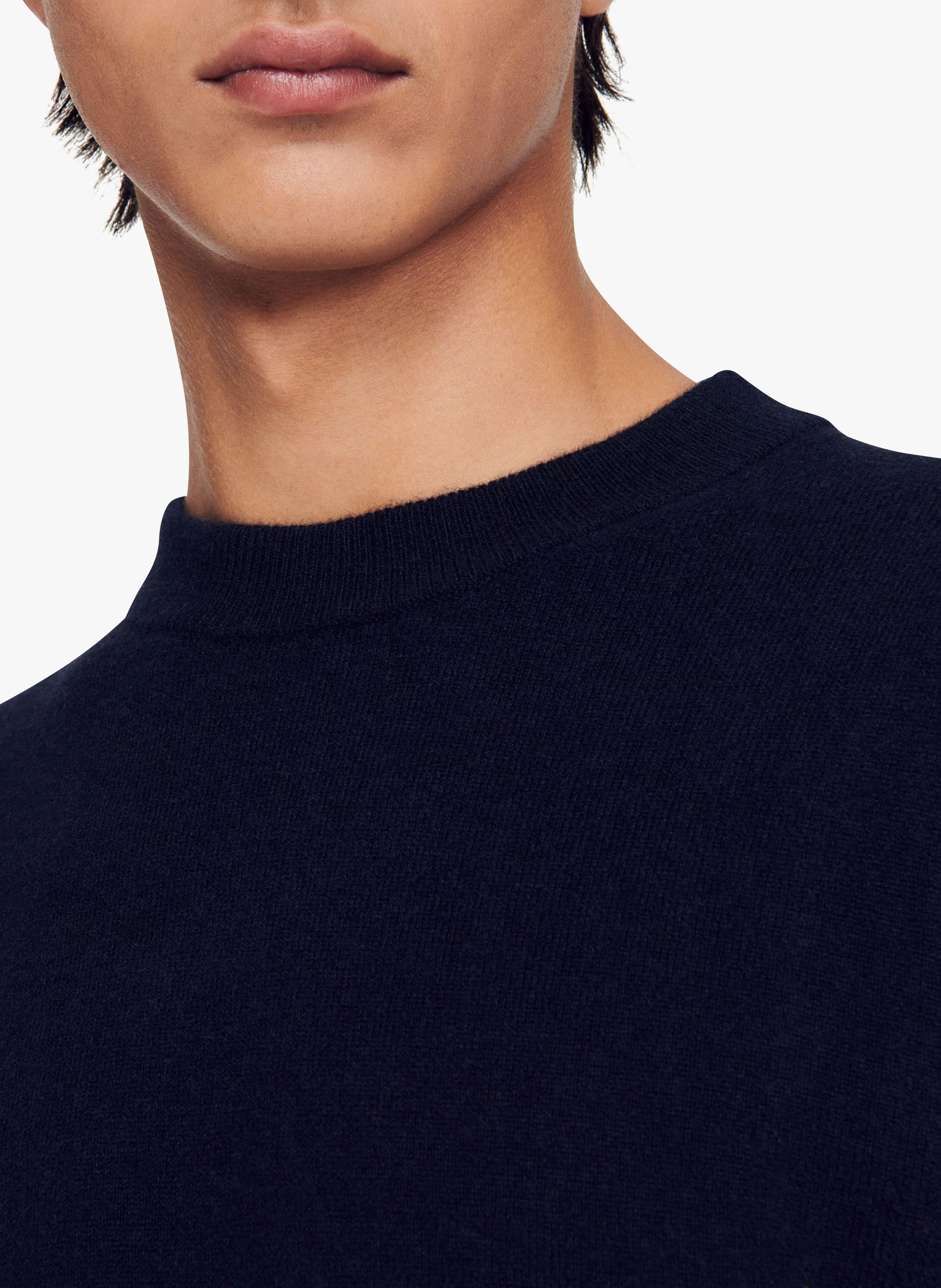 Pull col rond regular-fit en cachemire Bleu