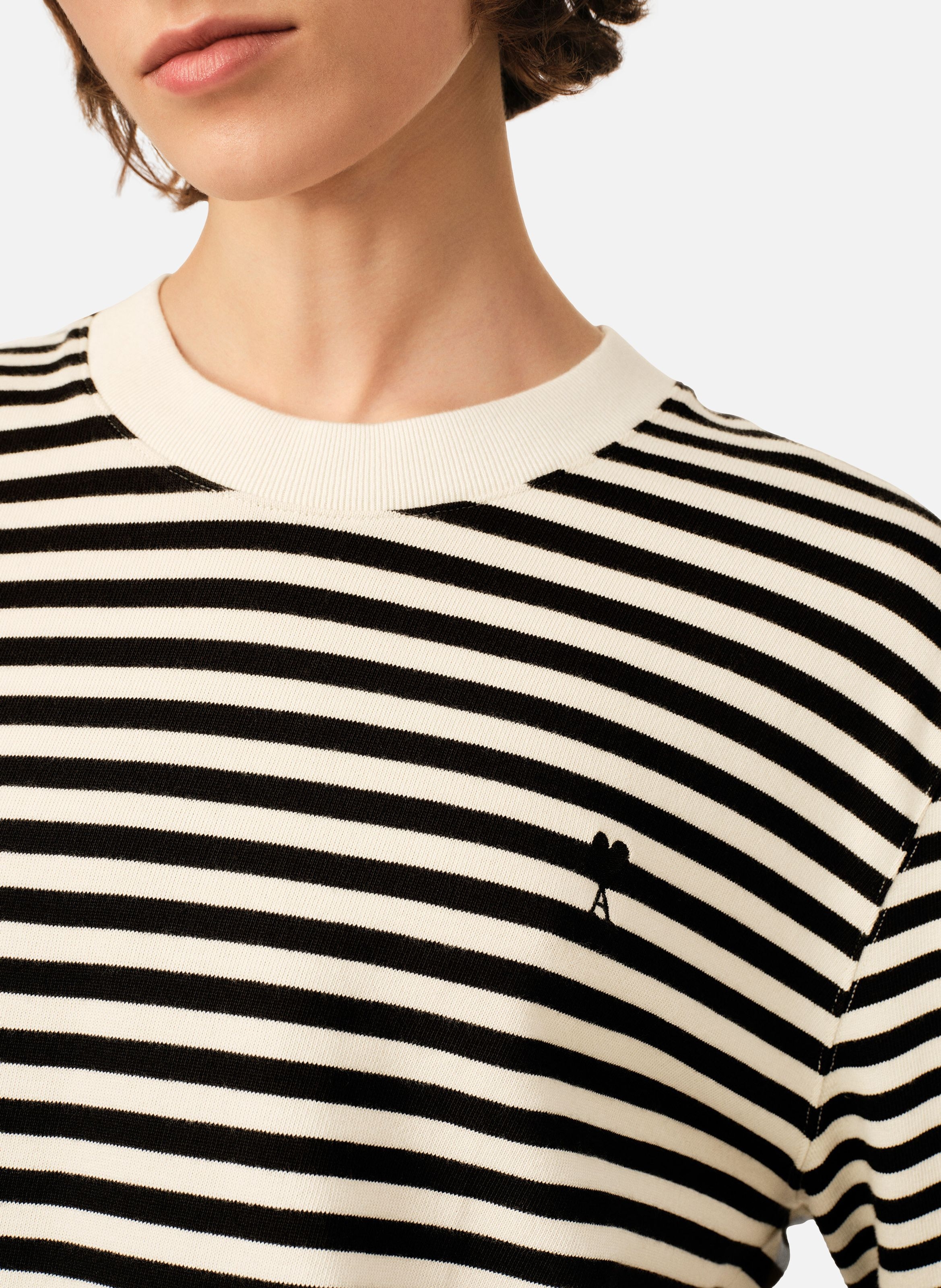 T-shirt marinière unisexe en coton ami de coeur AMI PARIS Noir