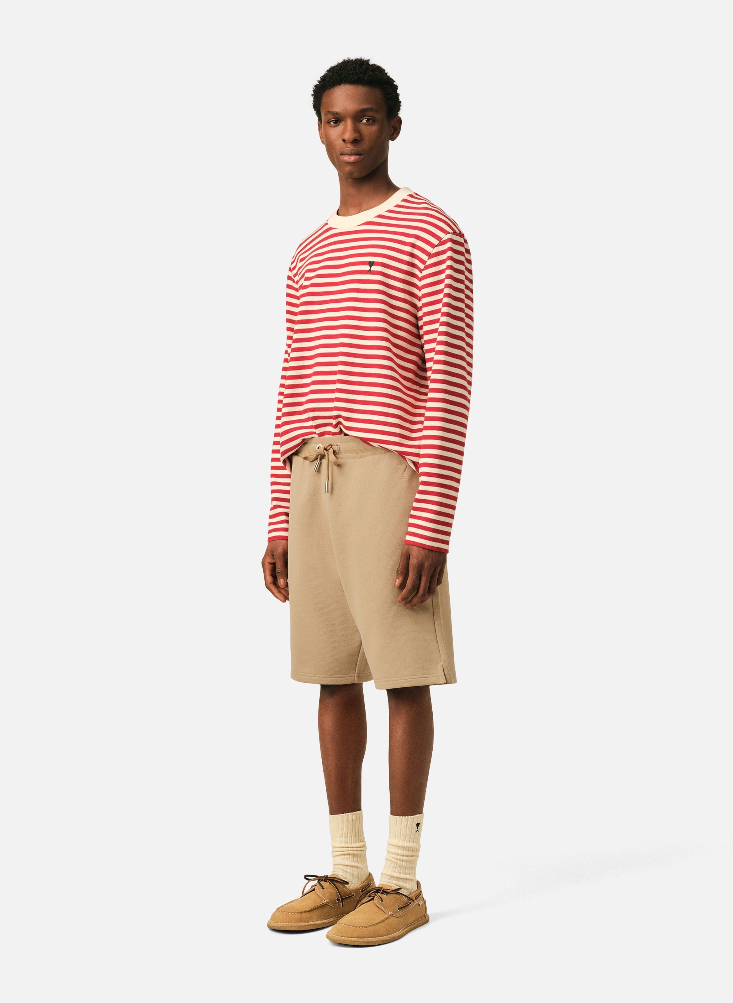 Short en coton ami de coeur embossé AMI PARIS Beige