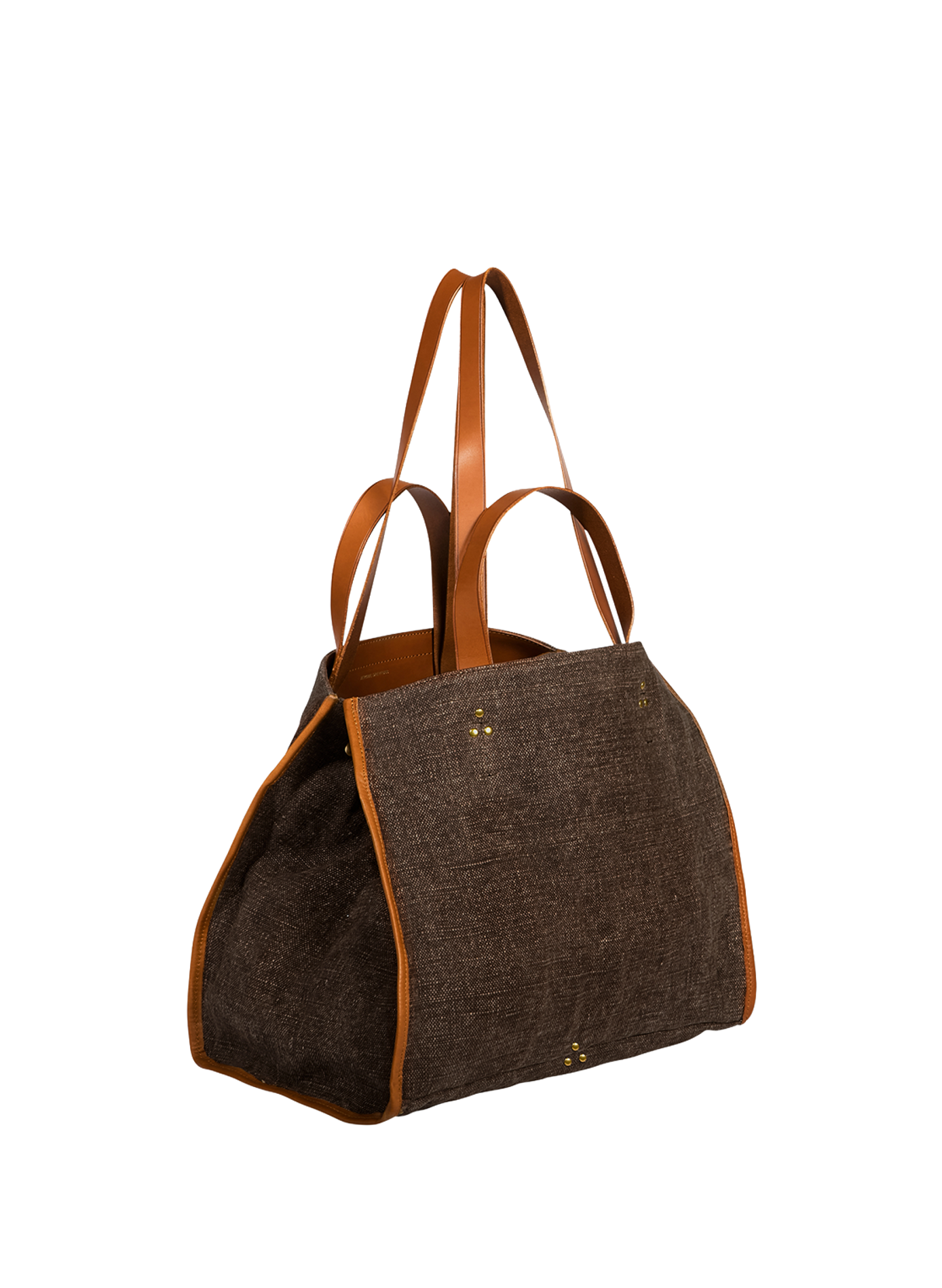 Léon M cotton and leather tote bag JÉRÔME DREYFUSS Brown