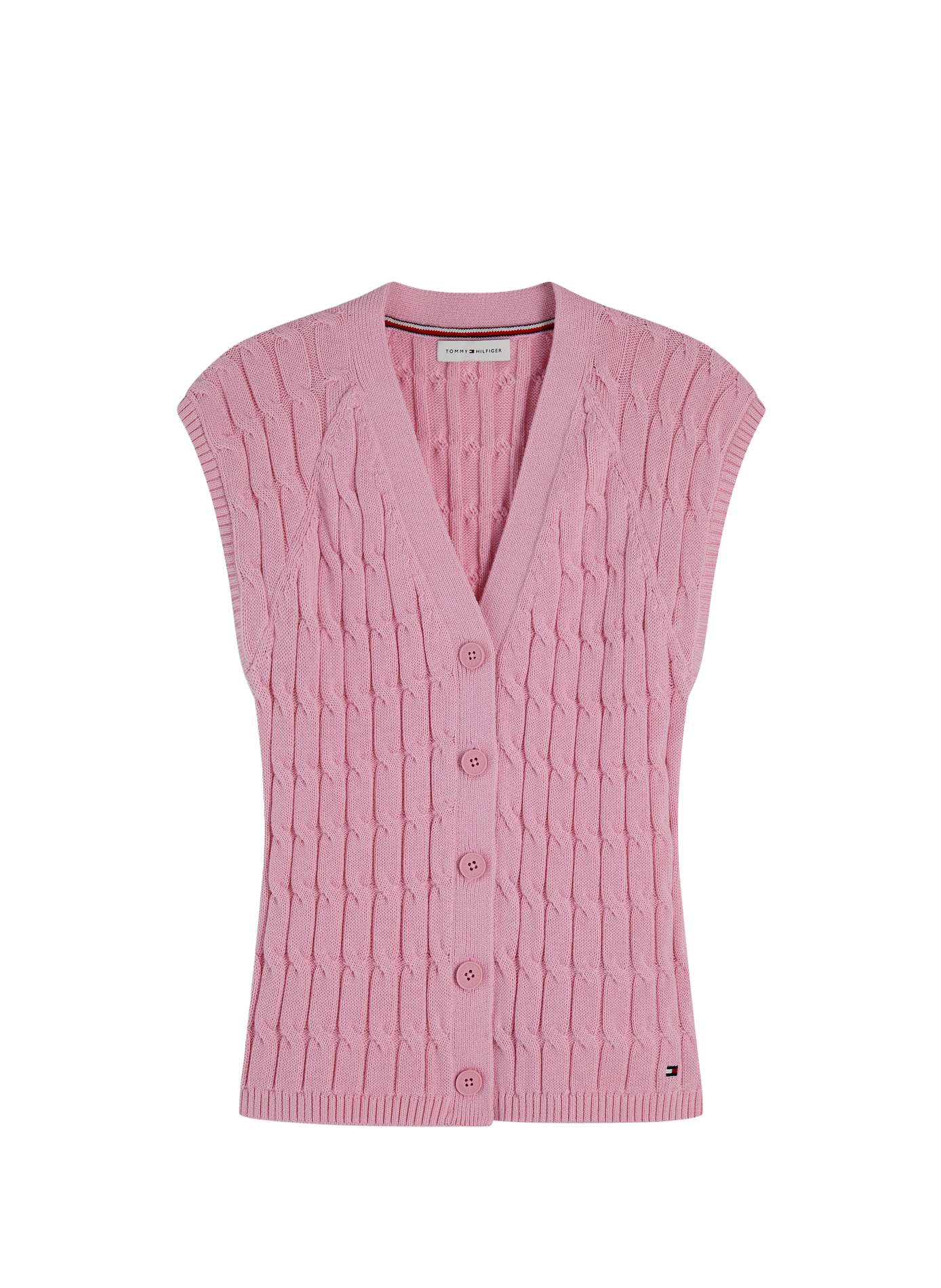 Gilet côtelé sans manches en coton TOMMY HILFIGER Rose