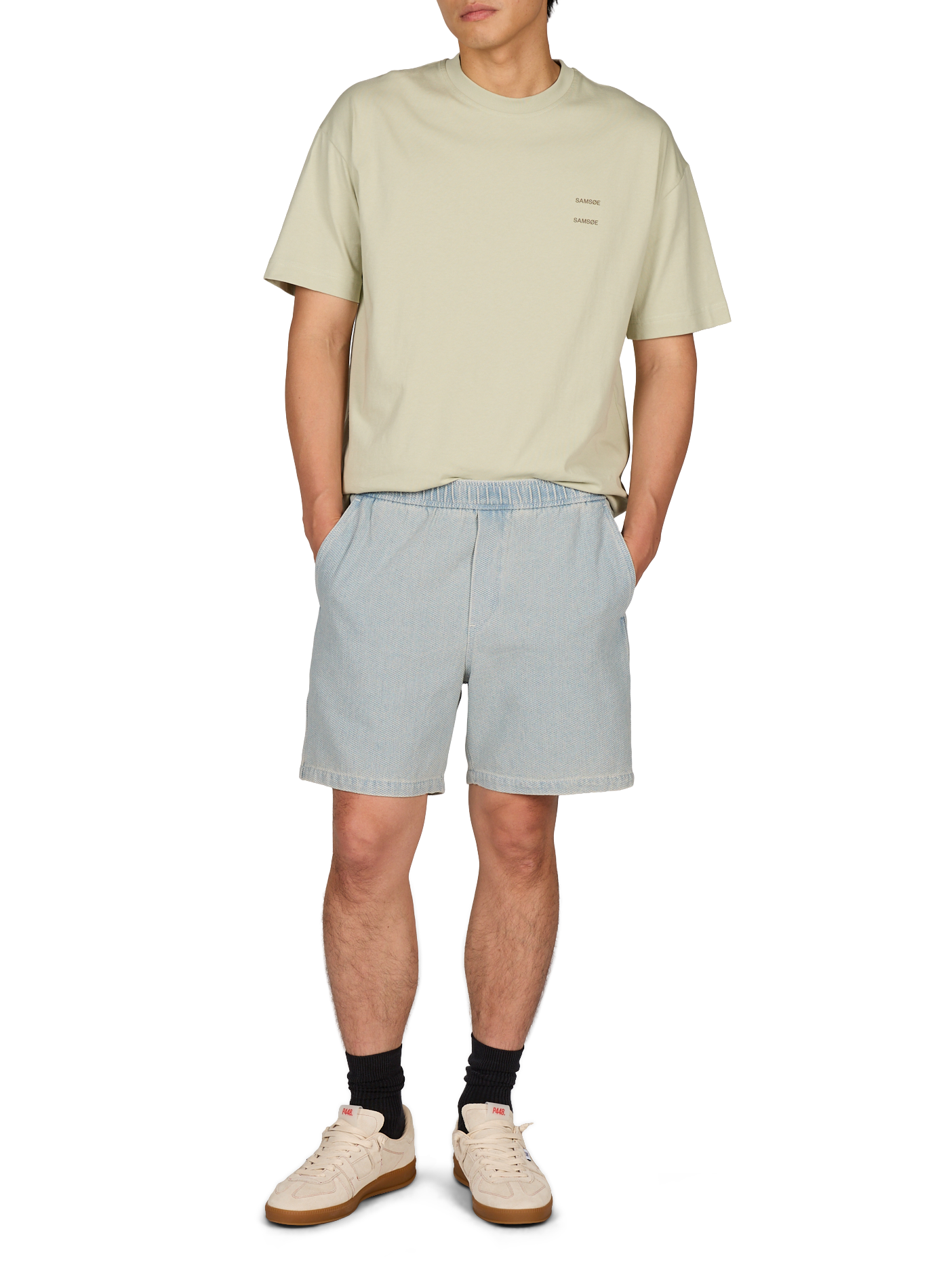 Plain straight cotton t-shirt SAMSOE SAMSOE Green