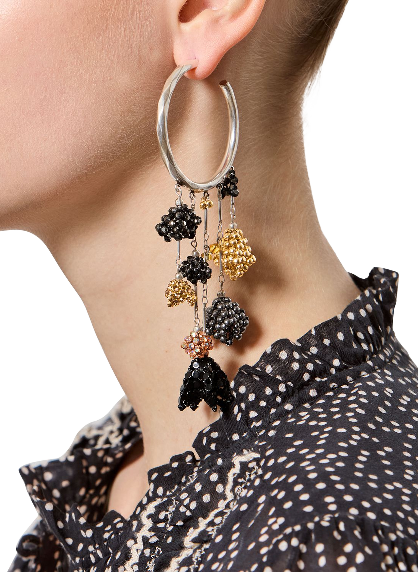 Boucle d’oreille créole Catalina à strass ISABEL MARANT Gris