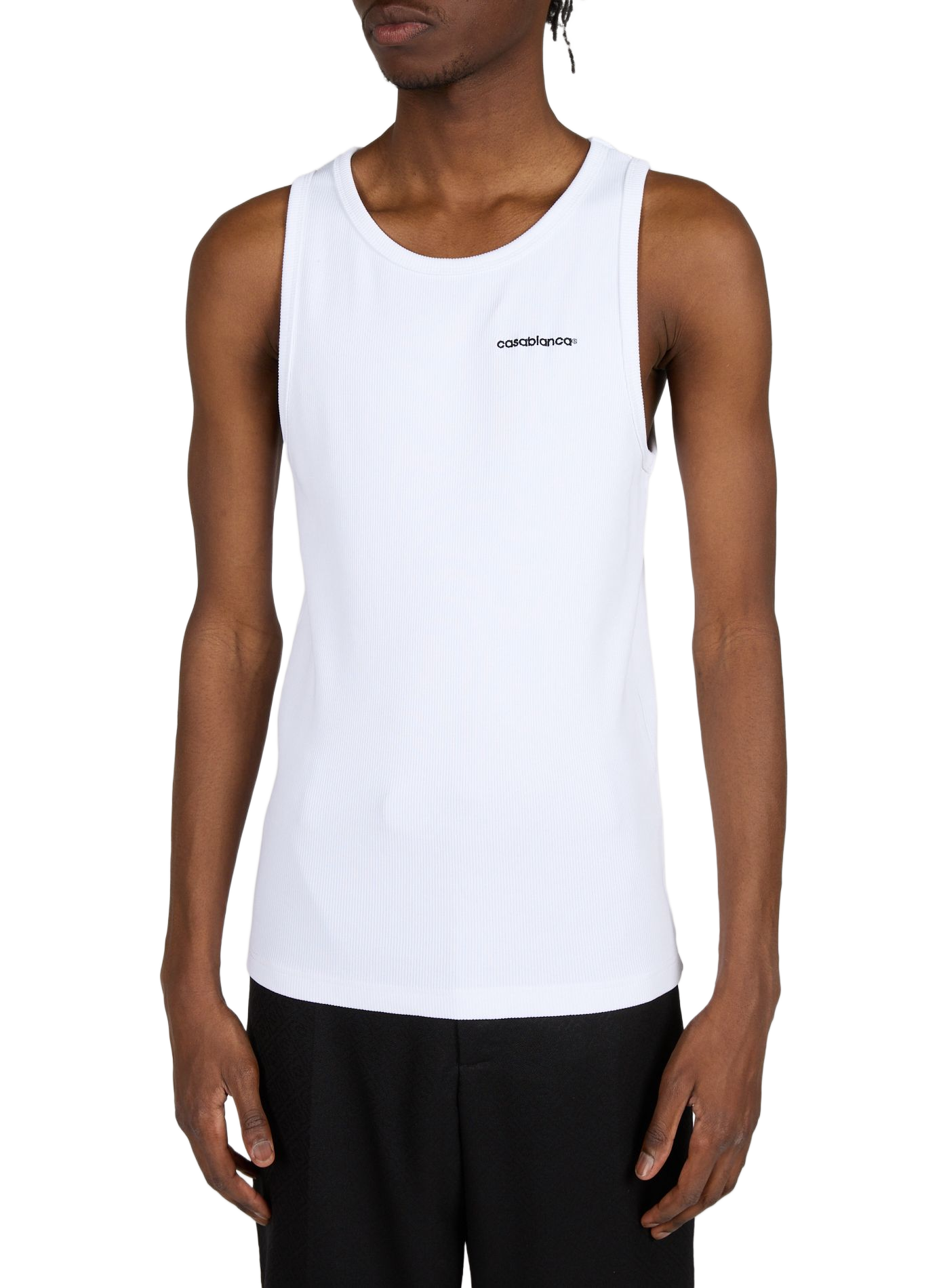 Tanktop met geborduurd logo van gemengd katoen CASABLANCA PARIS Wit
