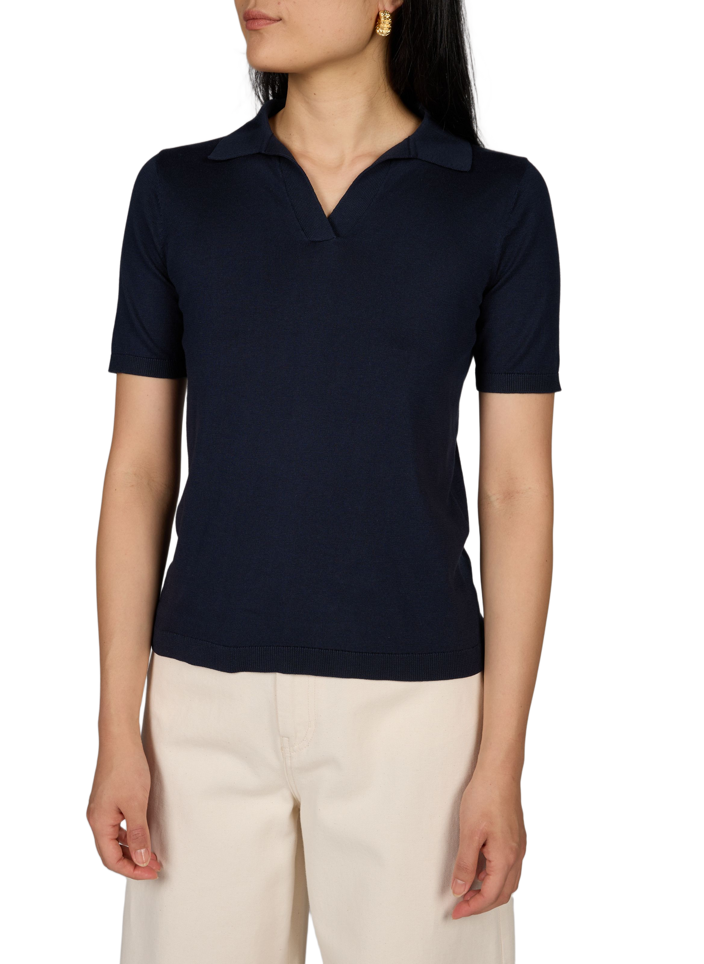 Kurzarm-Poloshirt aus Seidenmischung MAX MARA WEEK END Blau