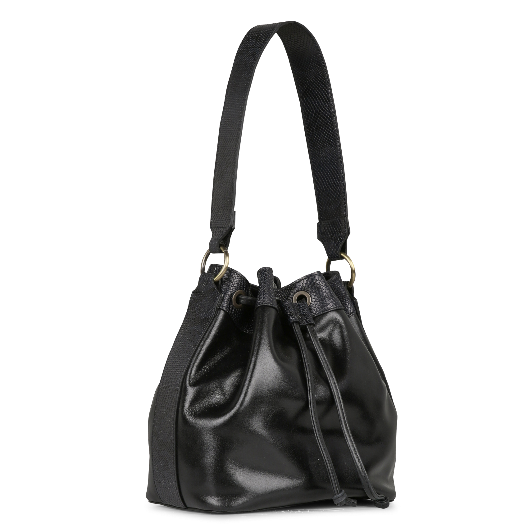 Sac seau en cuir valentin MAISON 123 Noir
