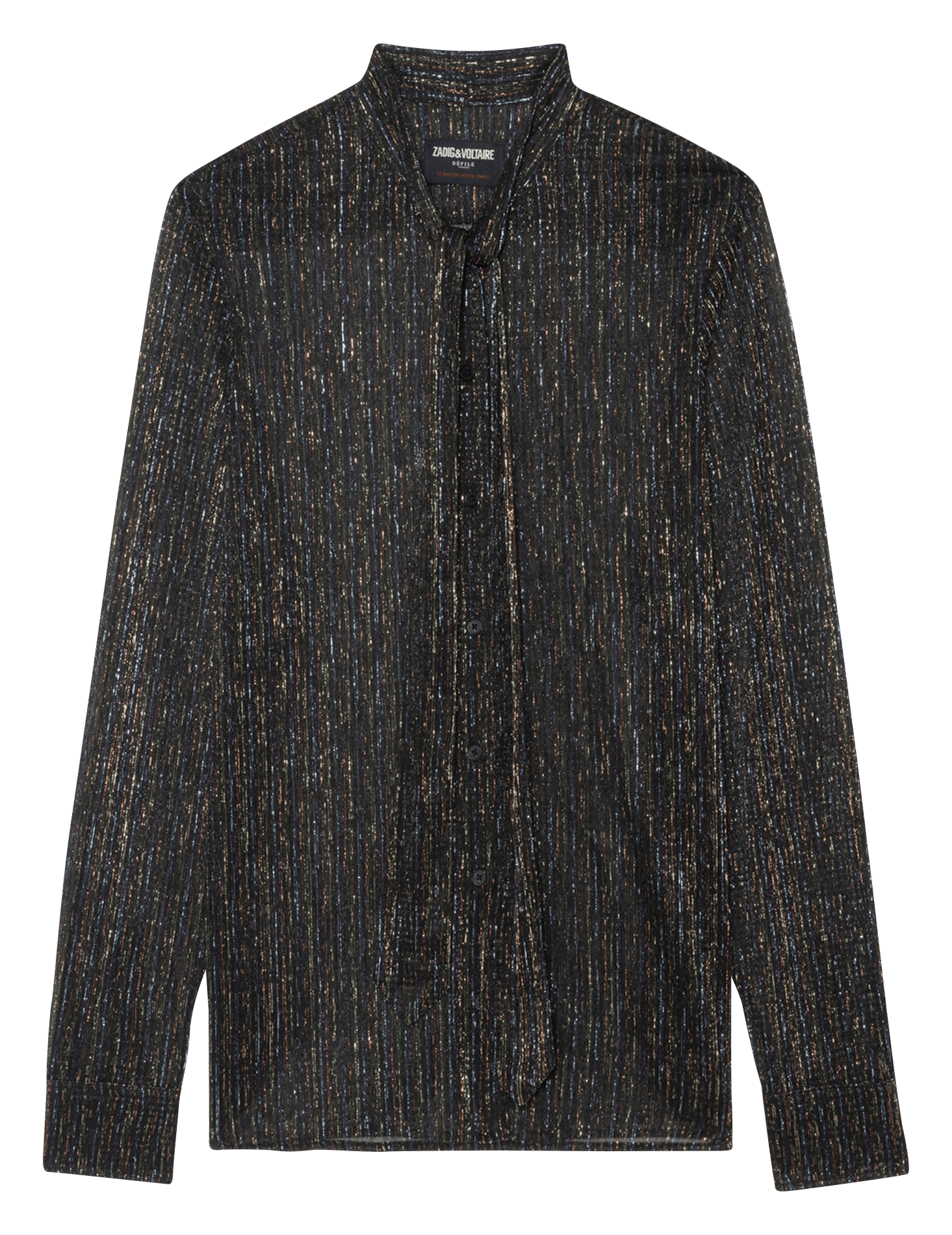 Aansluitende blouse met Lavallière-hals en transparante tulba ZADIG&VOLTAIRE Zwart