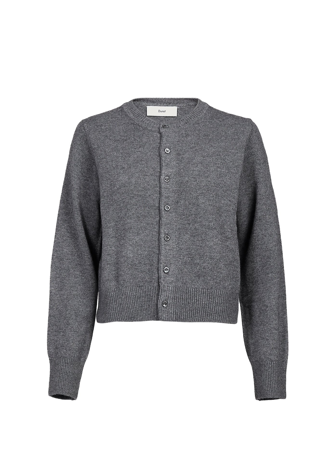 Rechte cardigan met ronde hals en knoopsluiting. DUNST Grijs
