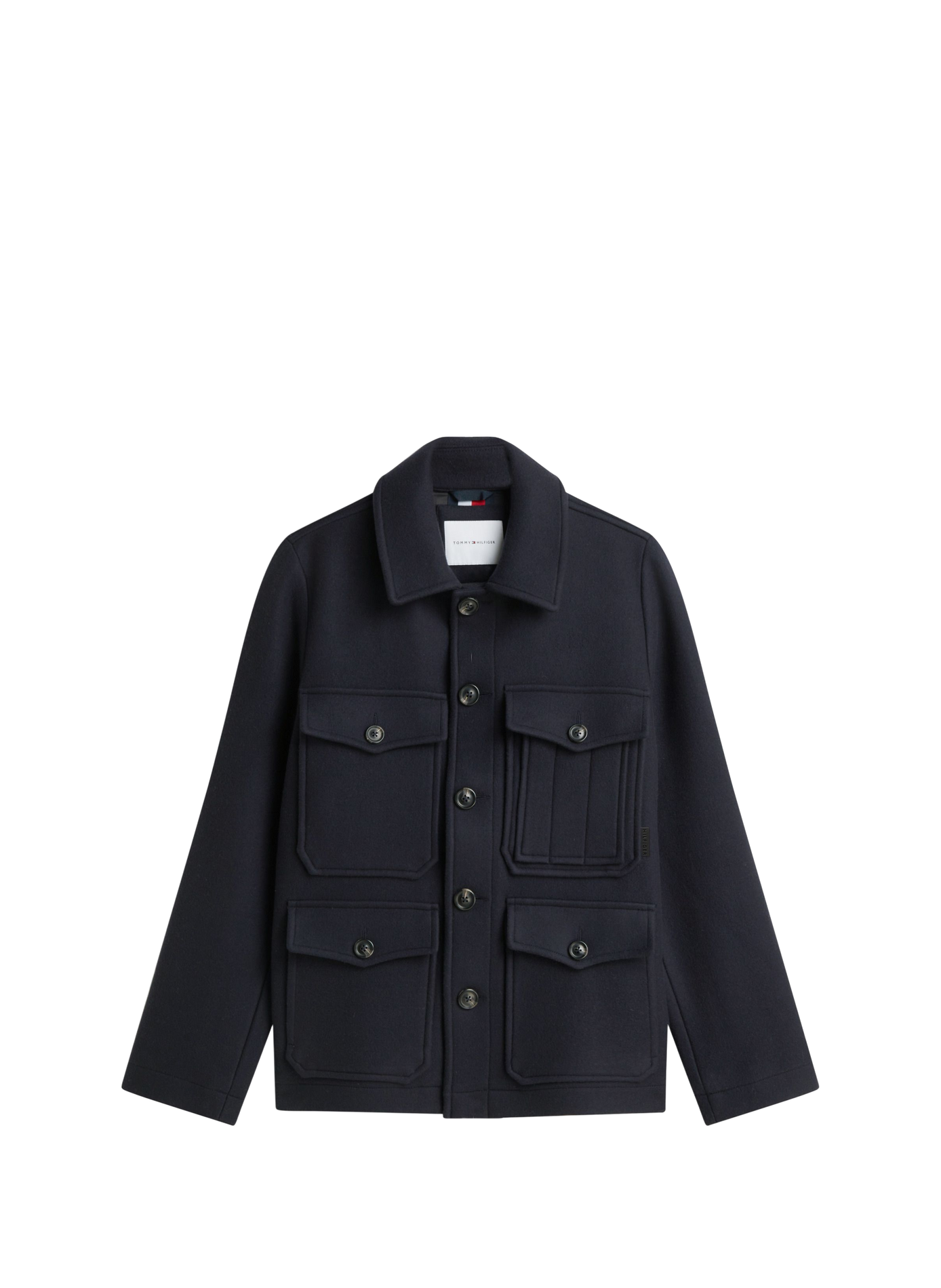 Jacket with classic collar in mixed wool TOMMY HILFIGER Blue