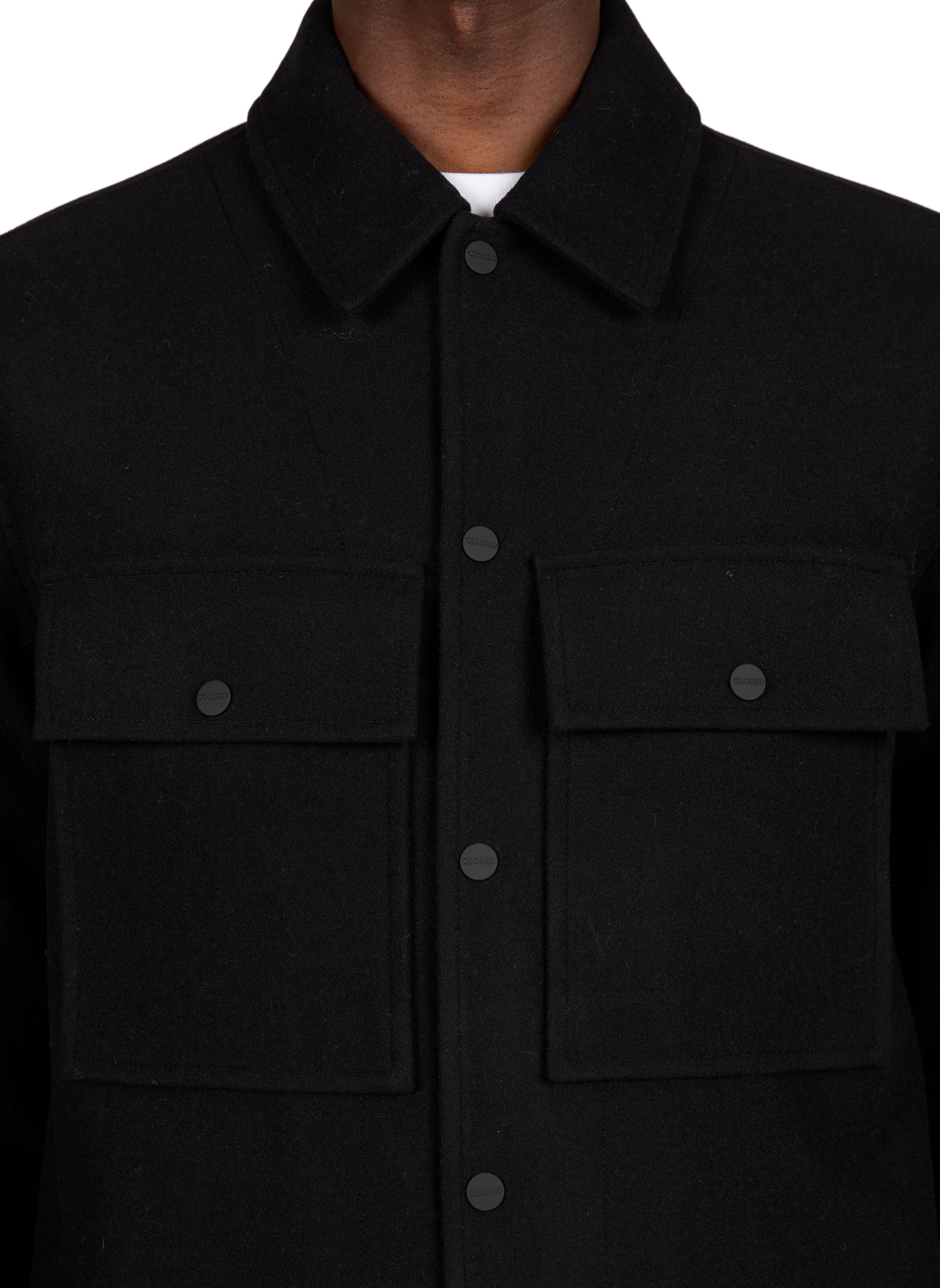 Straight virgin wool overshirt CLOSED Black
