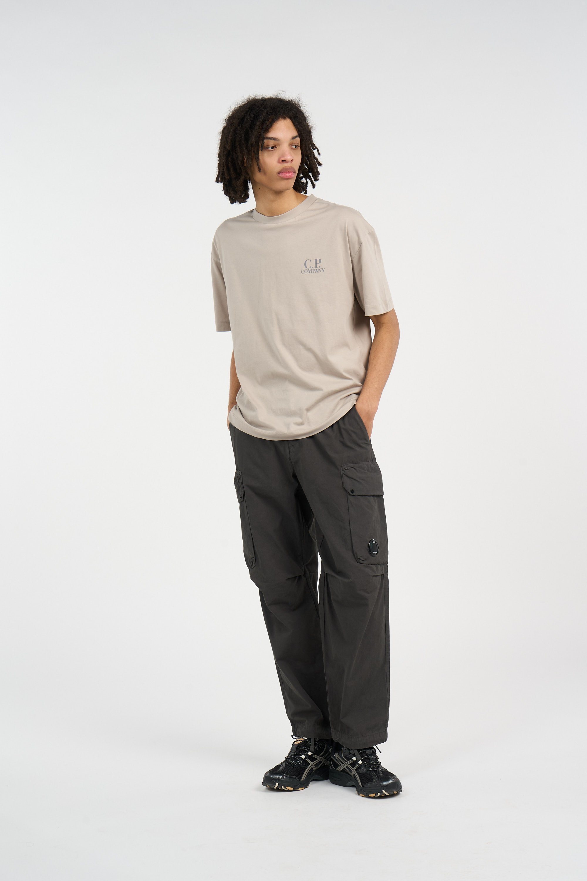 T-shirt 30/1 jersey short sleeve logo t-shirt CP COMPANY Beige