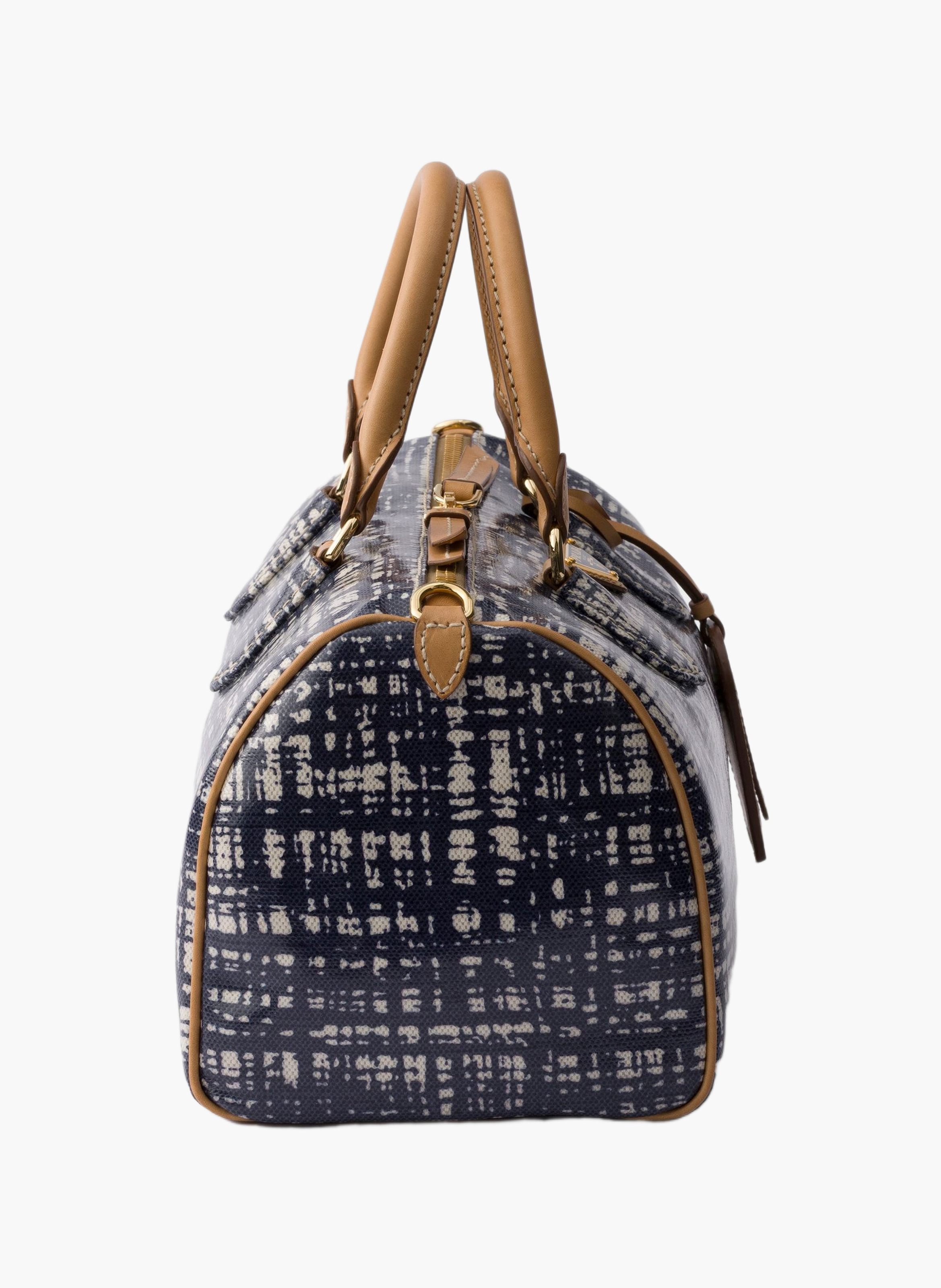 Sac à main prada evasion medium en mélange de lin PRADA Bleu