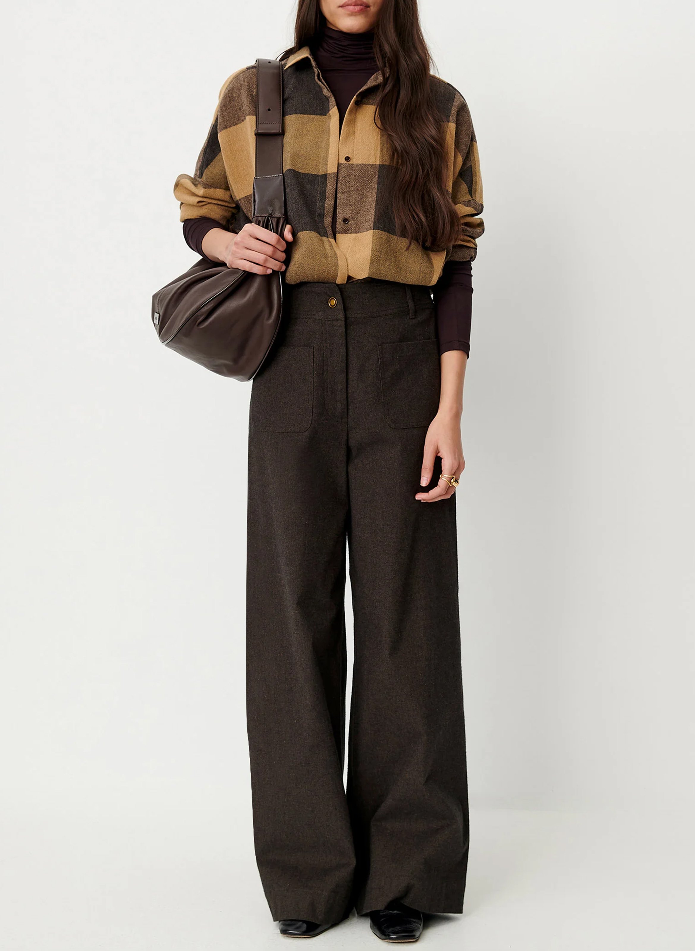 Pantalon taille haute large uni manhafall SESSUN Bleu