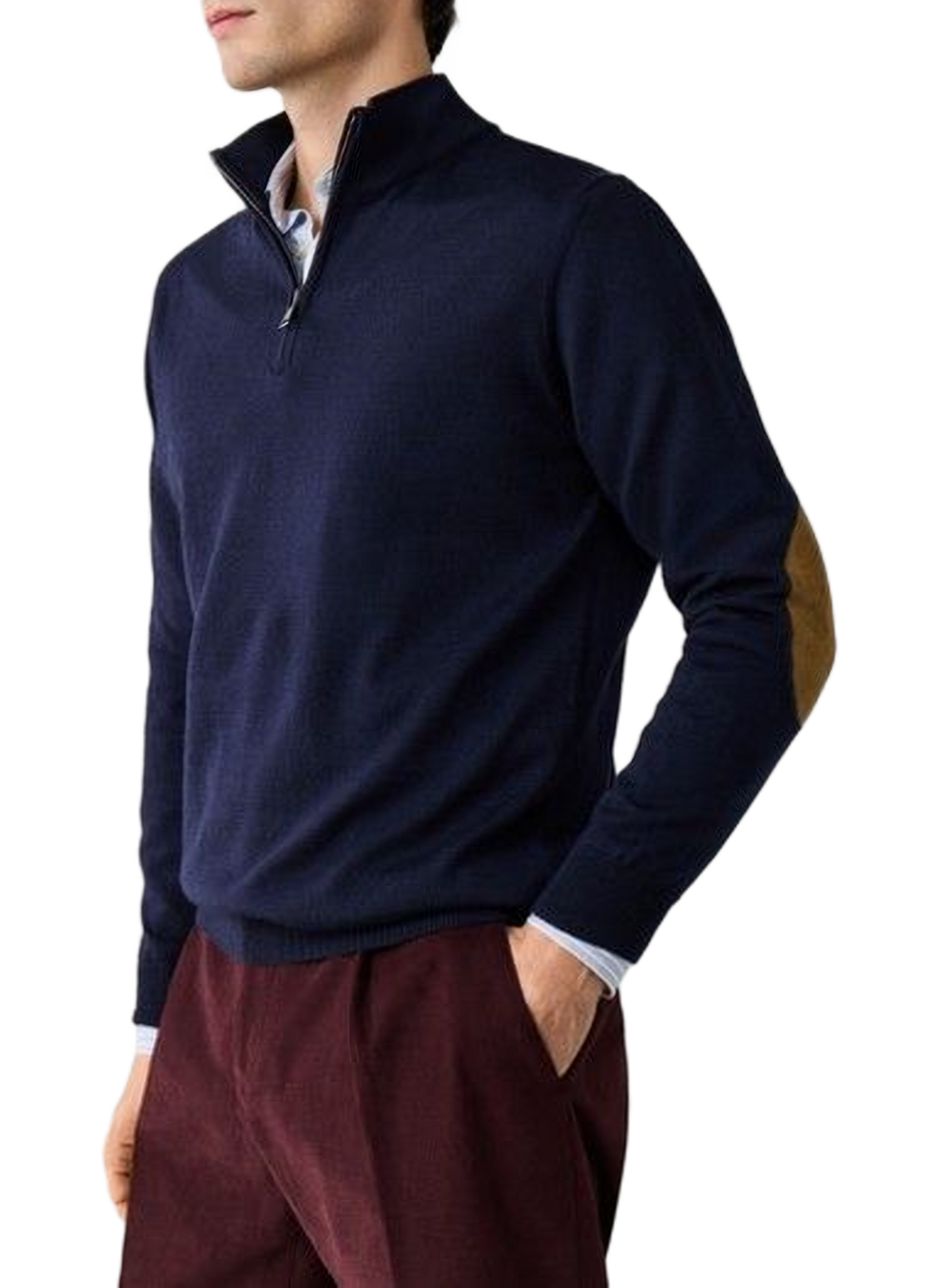 Merino wool zip-neck jumper FACONNABLE Blue