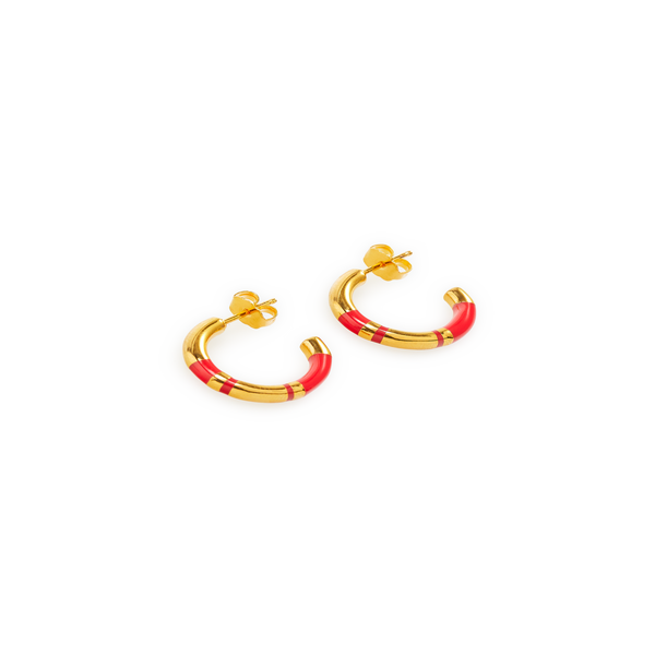 Aurelie Bidermann Gold-toned Hoop Earrings In Red